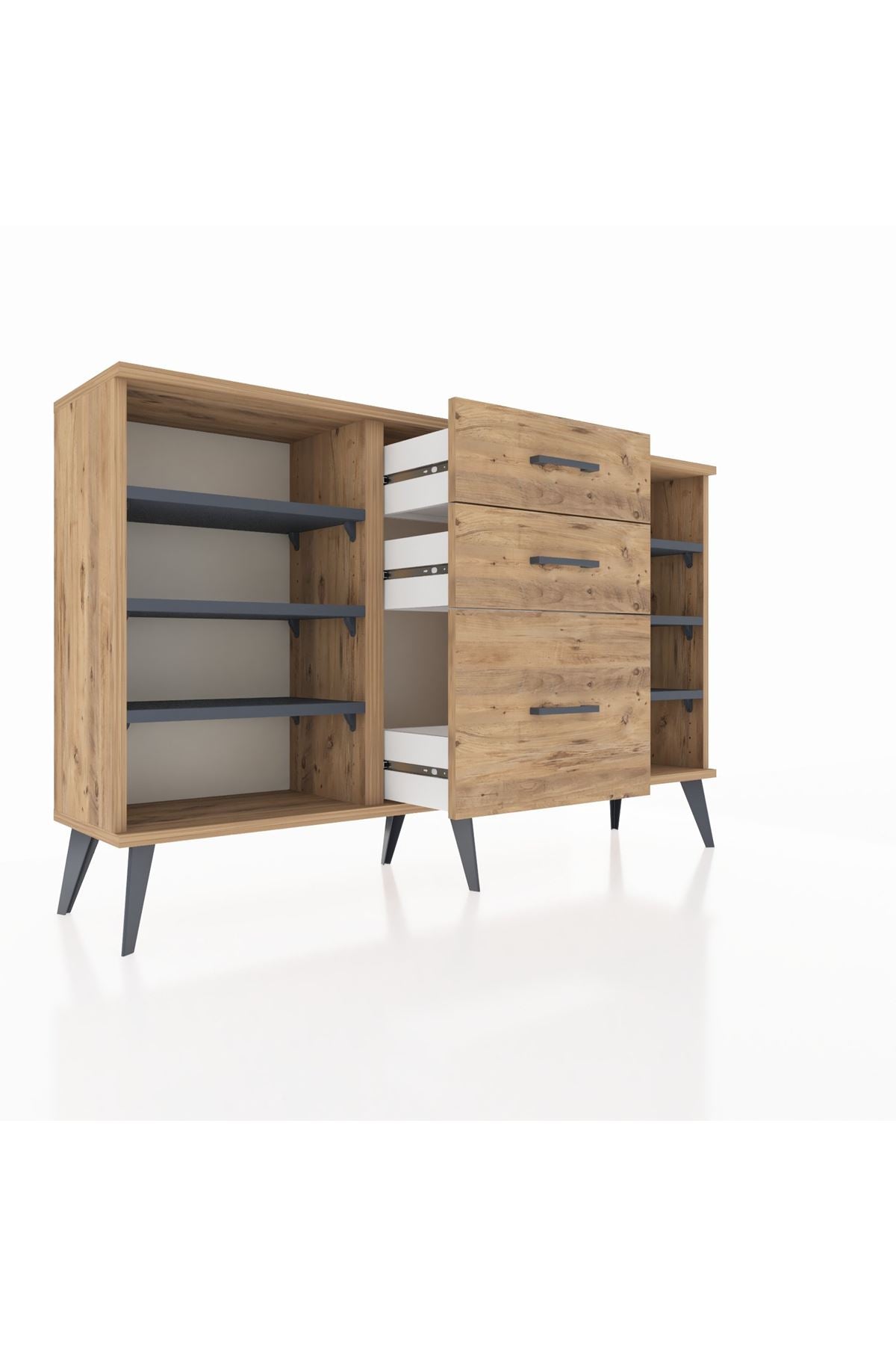 Arges Konsol 6 Raflı 3 Çekmeceli 132x30x83 - S144M012V27A
