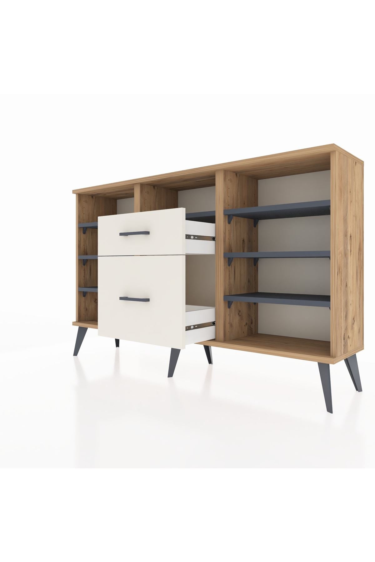 Arges Konsol 7 Raflı 2 Çekmeceli 132x30x83 - S144M013V25A