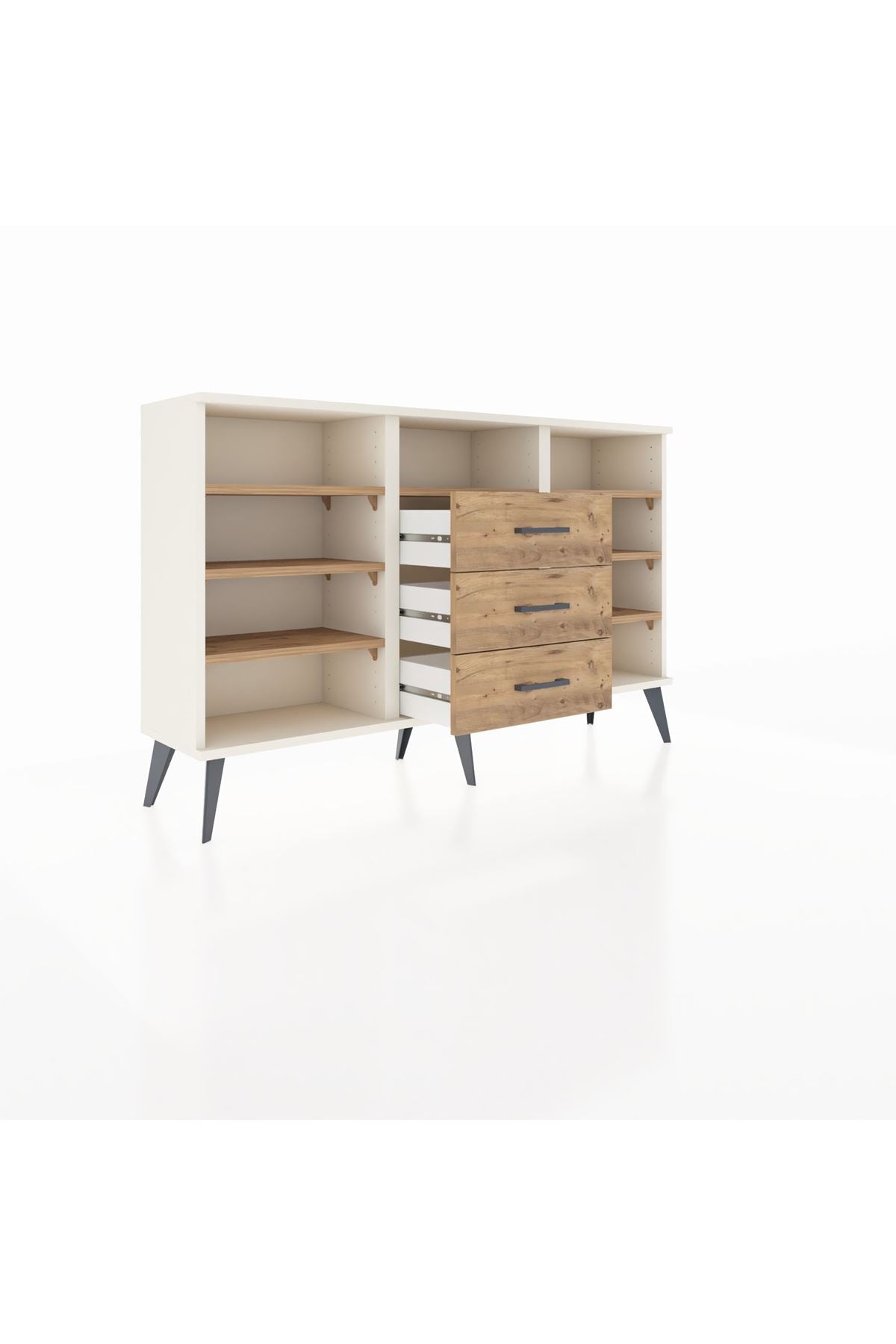 Arges Konsol 7 Raflı 3 Çekmeceli 132x30x83 - S144M014V03A