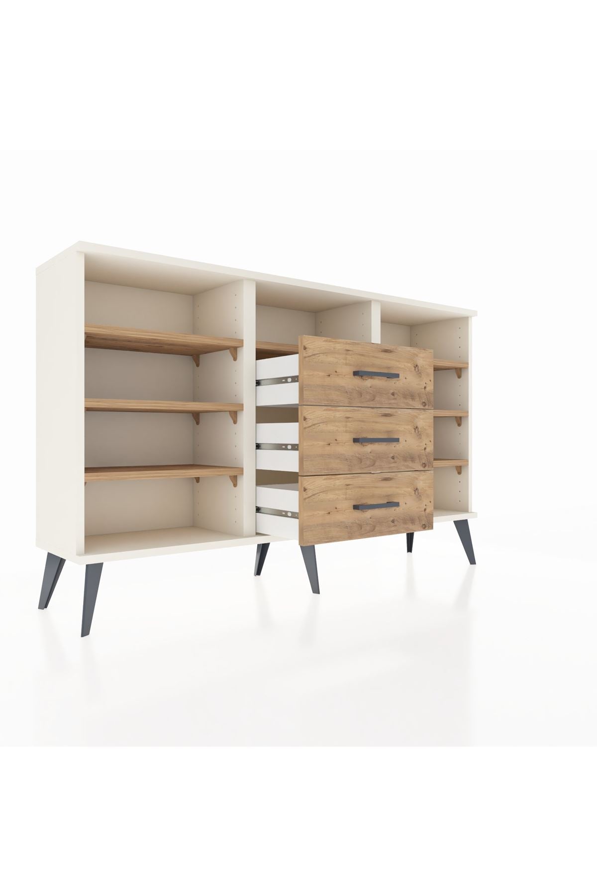 Arges Konsol 7 Raflı 3 Çekmeceli 132x30x83 - S144M014V03A