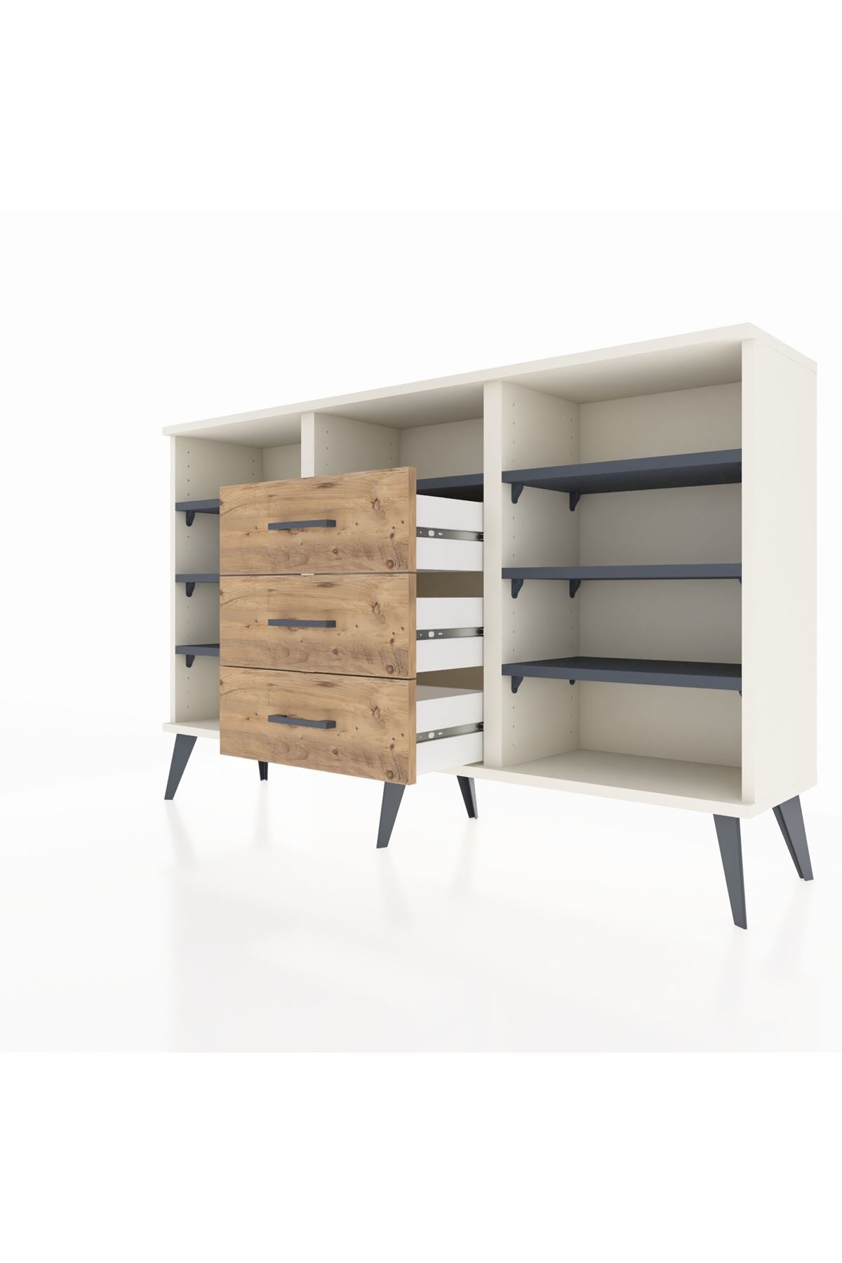 Arges Konsol 7 Raflı 3 Çekmeceli 132x30x83 - S144M014V09A
