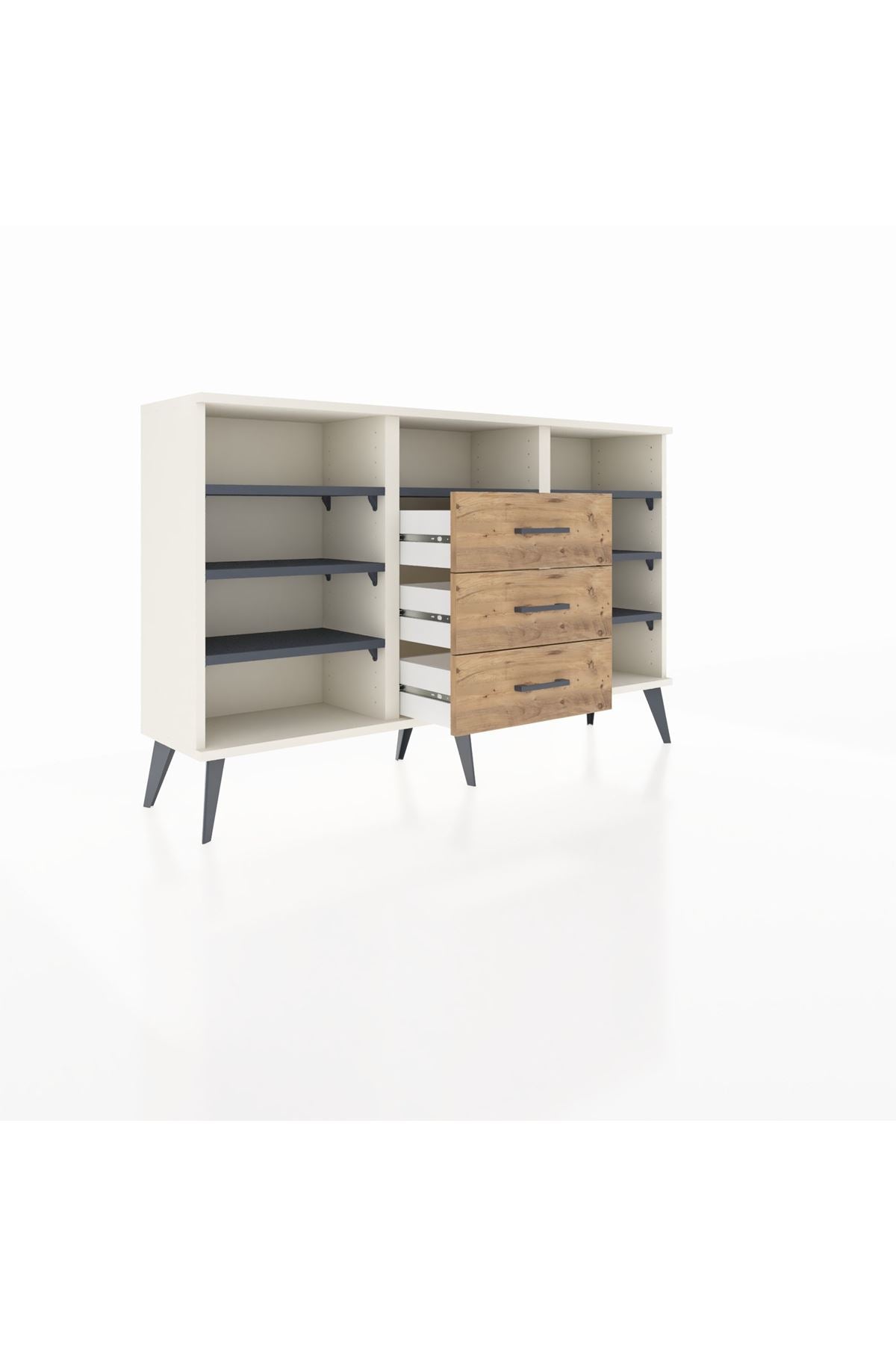 Arges Konsol 7 Raflı 3 Çekmeceli 132x30x83 - S144M014V09A