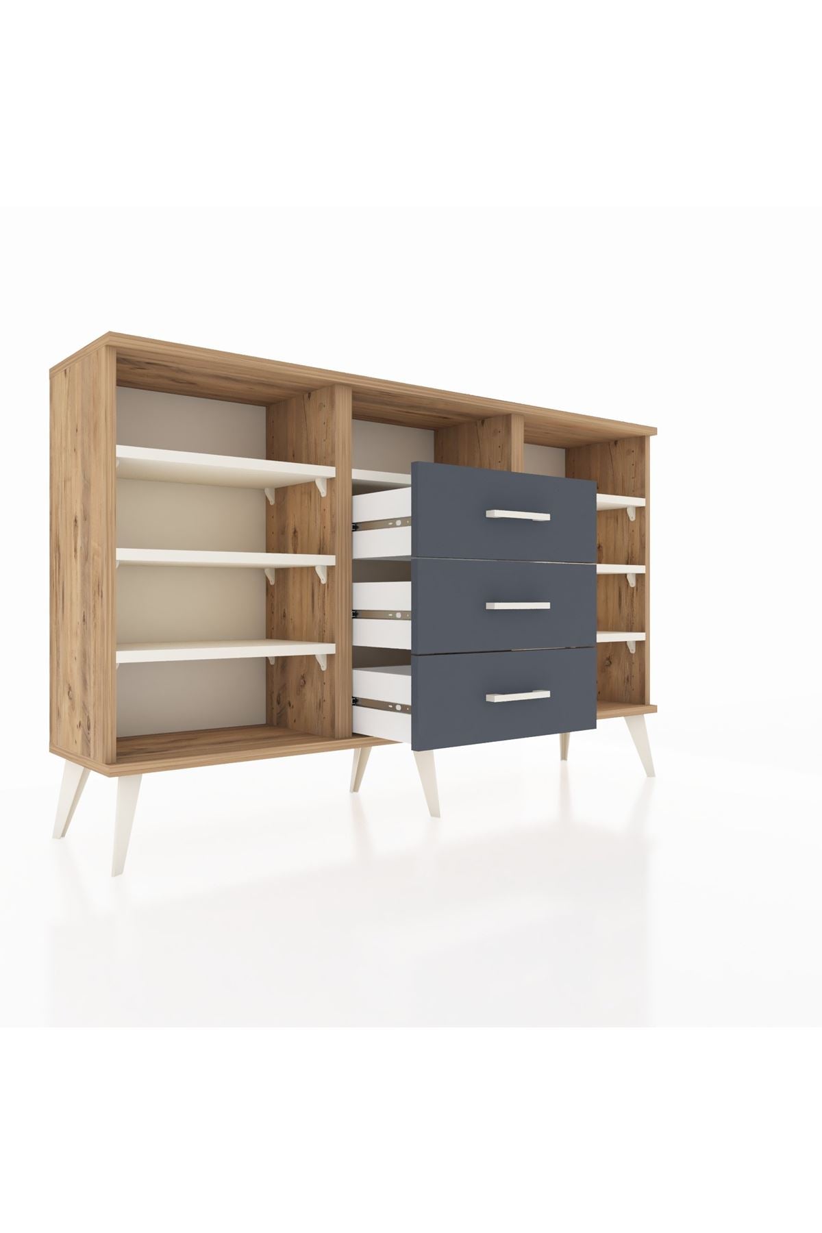 Arges Konsol 7 Raflı 3 Çekmeceli 132x30x83 - S144M014V23A