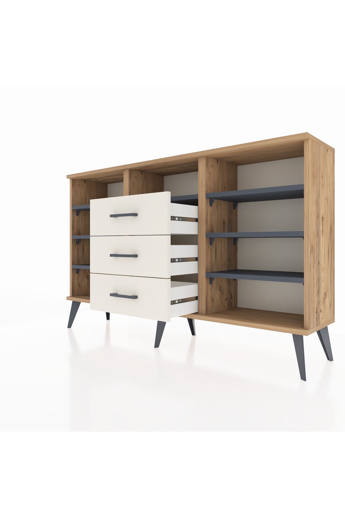 Arges Konsol 7 Raflı 3 Çekmeceli 132x30x83 - S144M014V25A