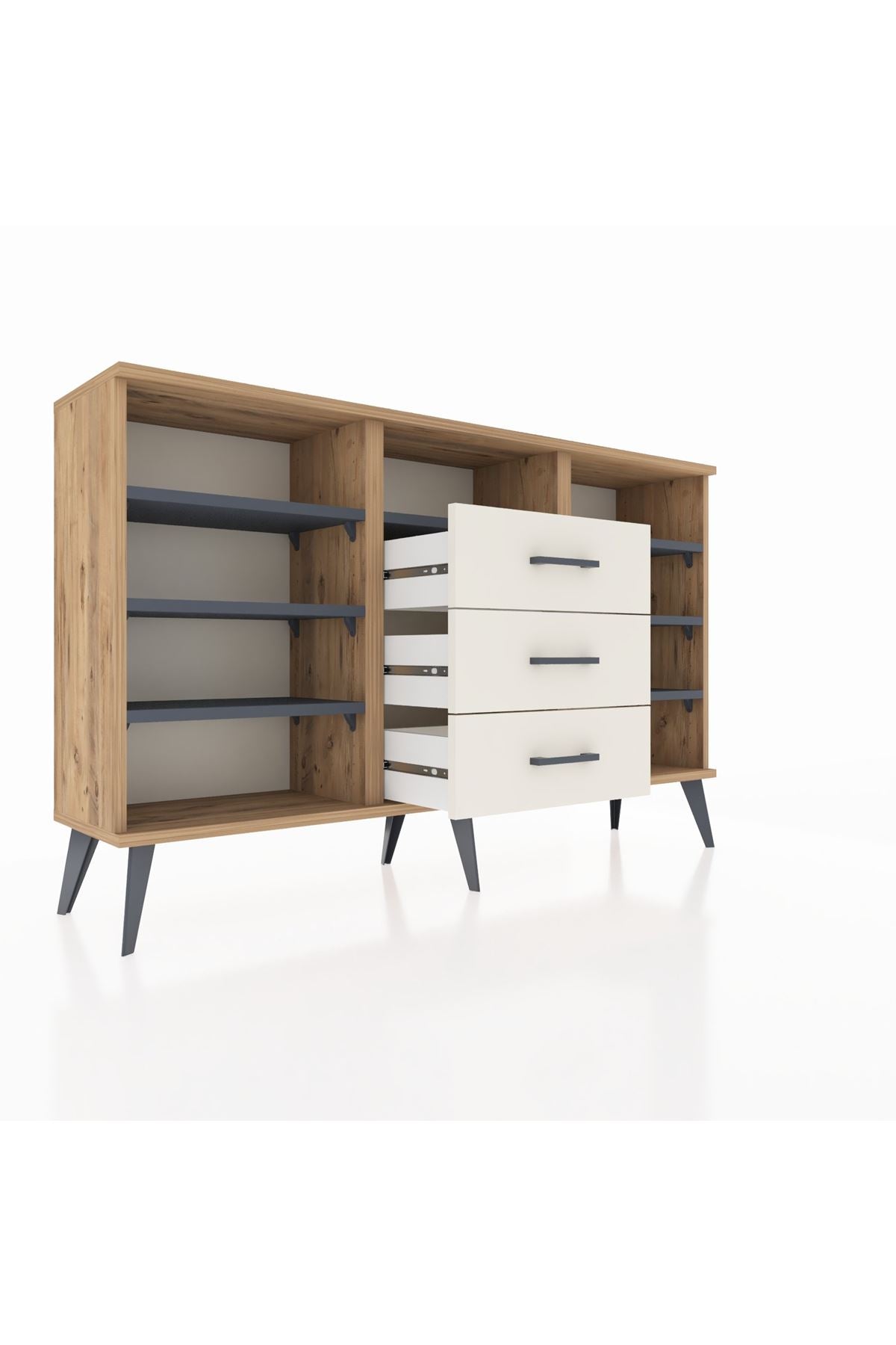 Arges Konsol 7 Raflı 3 Çekmeceli 132x30x83 - S144M014V25A