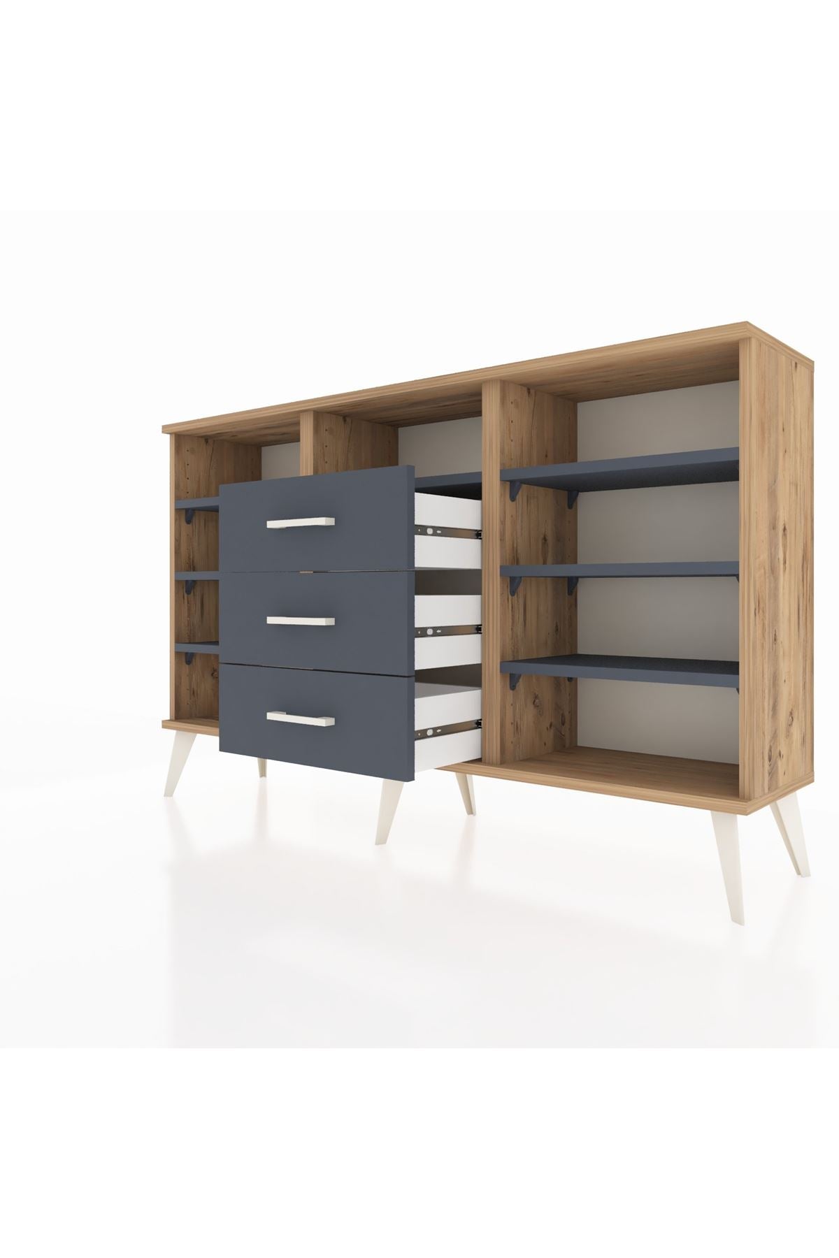 Arges Konsol 7 Raflı 3 Çekmeceli 132x30x83 - S144M014V26A