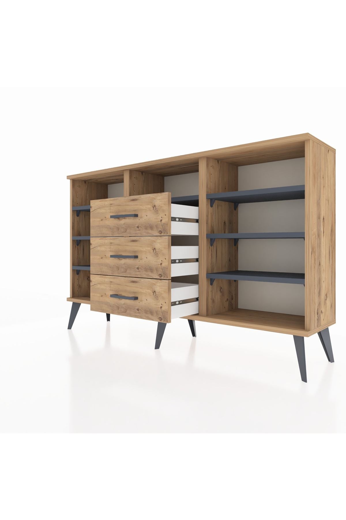 Arges Konsol 7 Raflı 3 Çekmeceli 132x30x83 - S144M014V27A