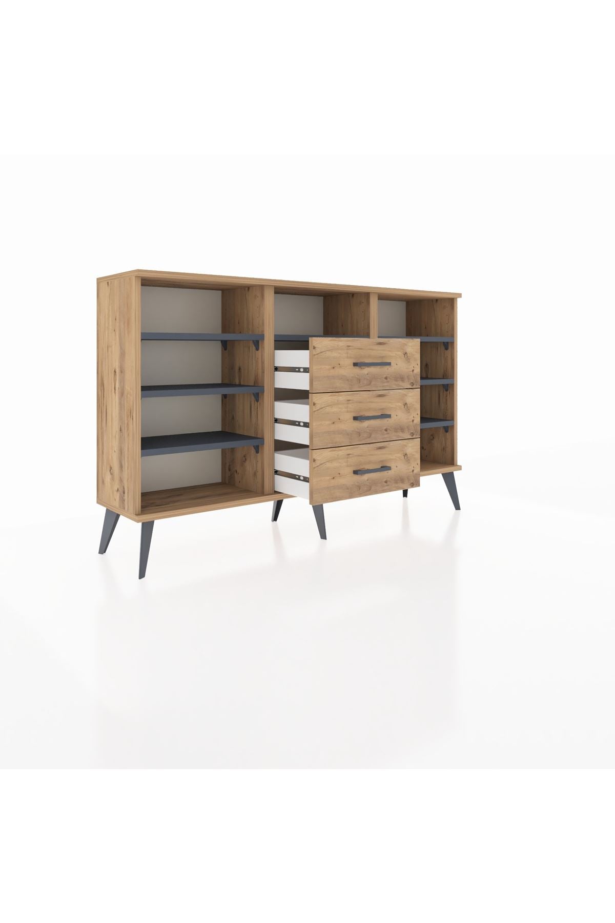 Arges Konsol 7 Raflı 3 Çekmeceli 132x30x83 - S144M014V27A