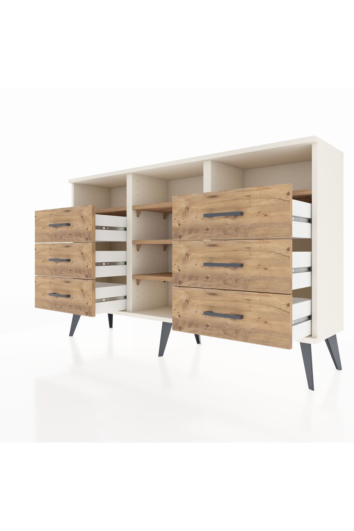 Arges Konsol 5 Raflı 6 Çekmeceli 132x30x83 - S144M015V03A