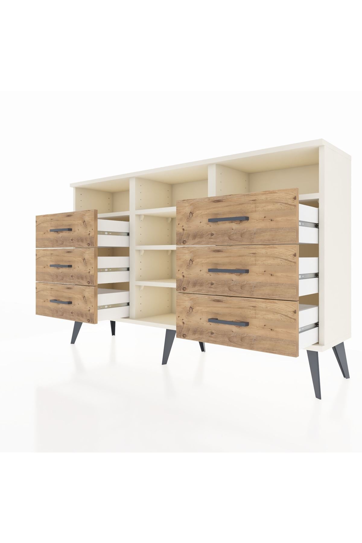 Arges Konsol 5 Raflı 6 Çekmeceli 132x30x83 - S144M015V06A
