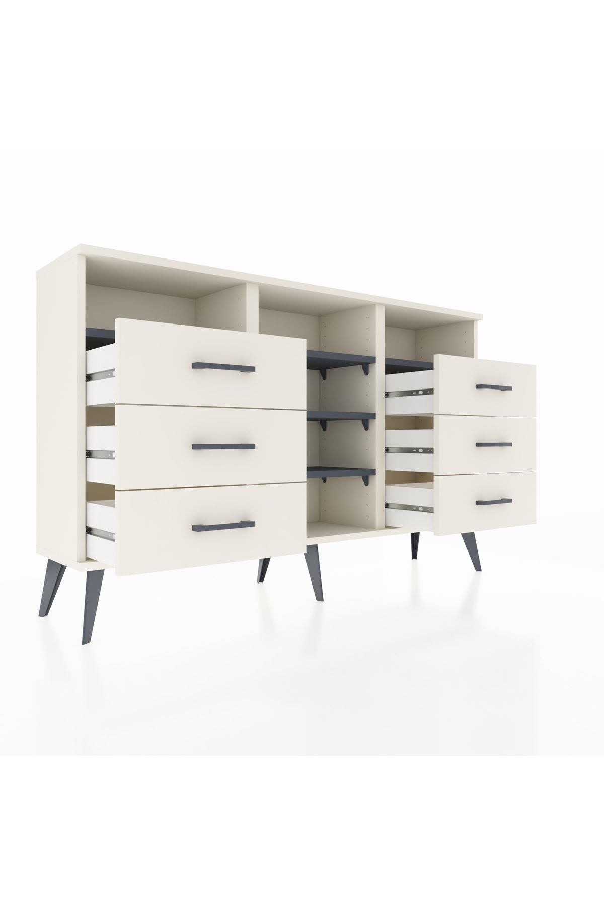 Arges Konsol 5 Raflı 6 Çekmeceli 132x30x83 - S144M015V07A