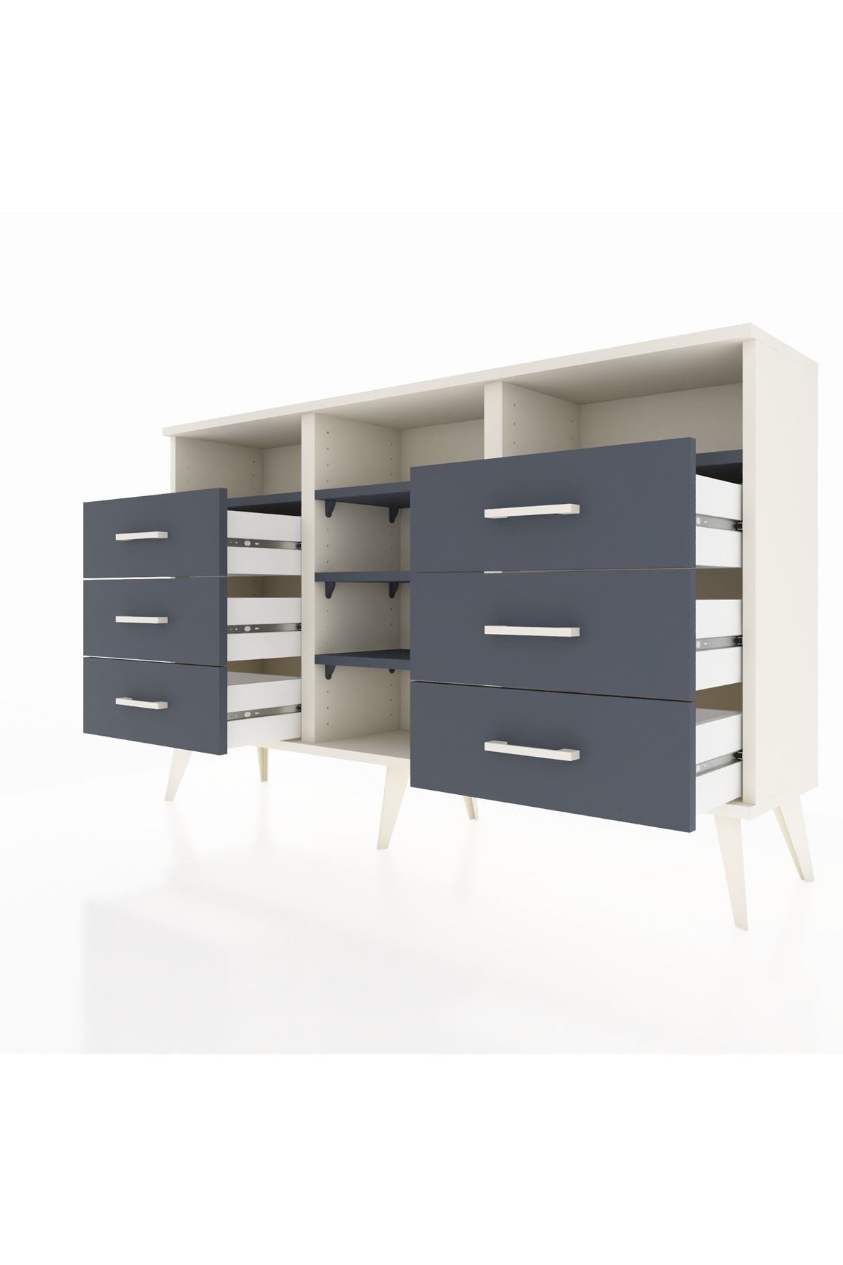 Arges Konsol 5 Raflı 6 Çekmeceli 132x30x83 - S144M015V08A