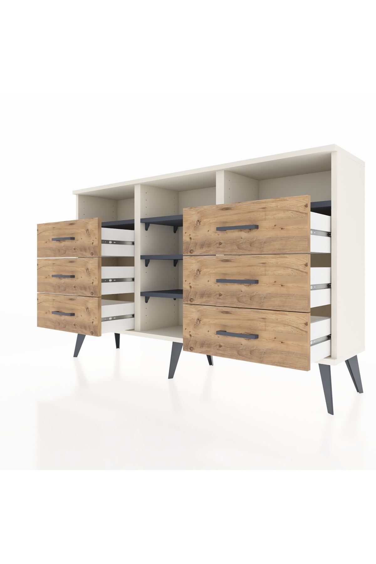 Arges Konsol 5 Raflı 6 Çekmeceli 132x30x83 - S144M015V09A