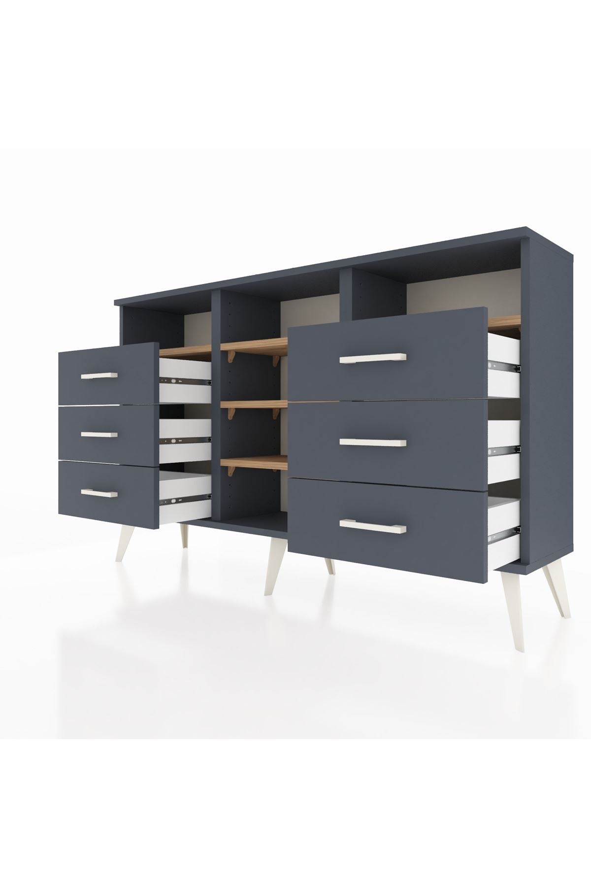 Arges Konsol 5 Raflı 6 Çekmeceli 132x30x83 - S144M015V11A