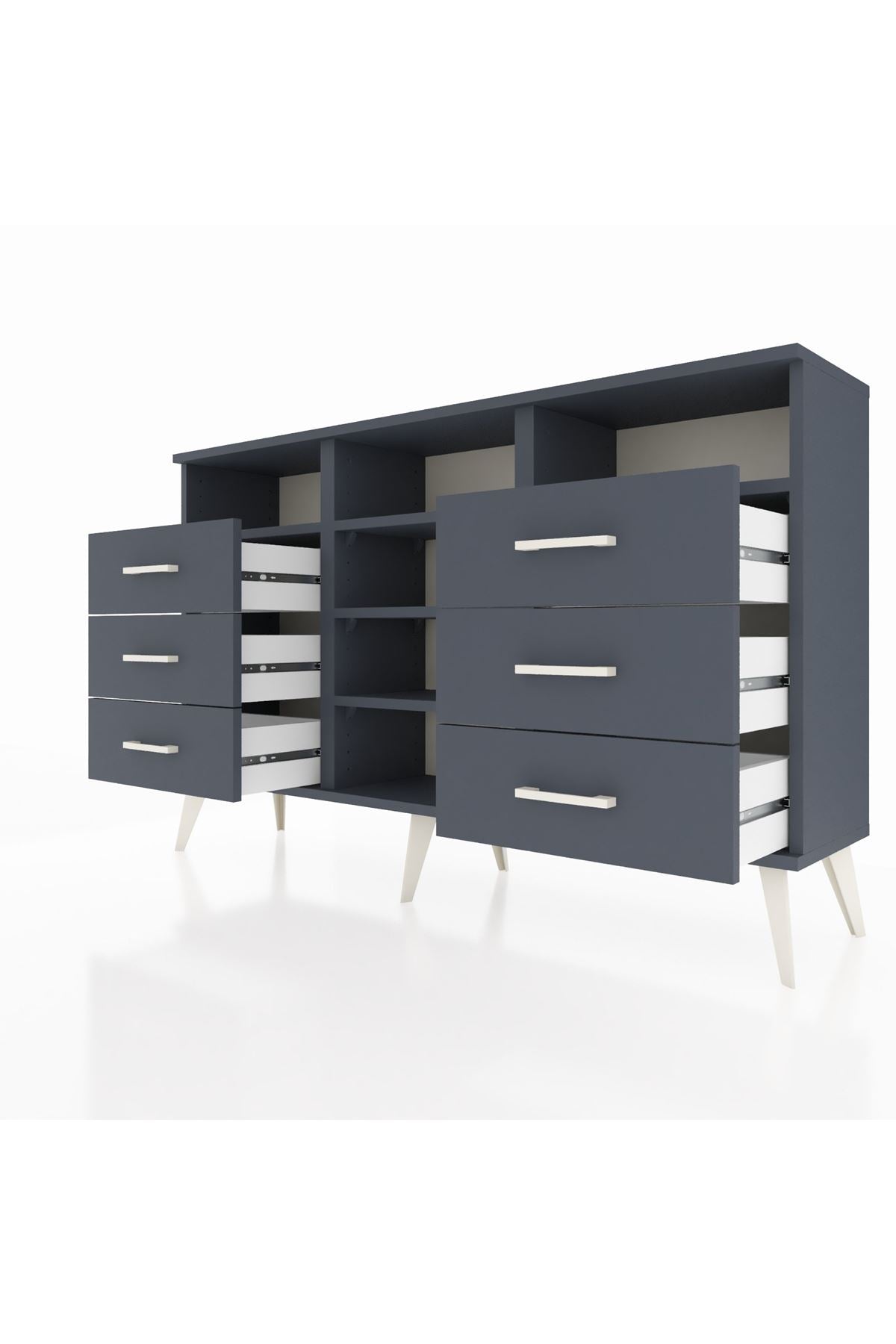 Arges Konsol 5 Raflı 6 Çekmeceli 132x30x83 - S144M015V17A