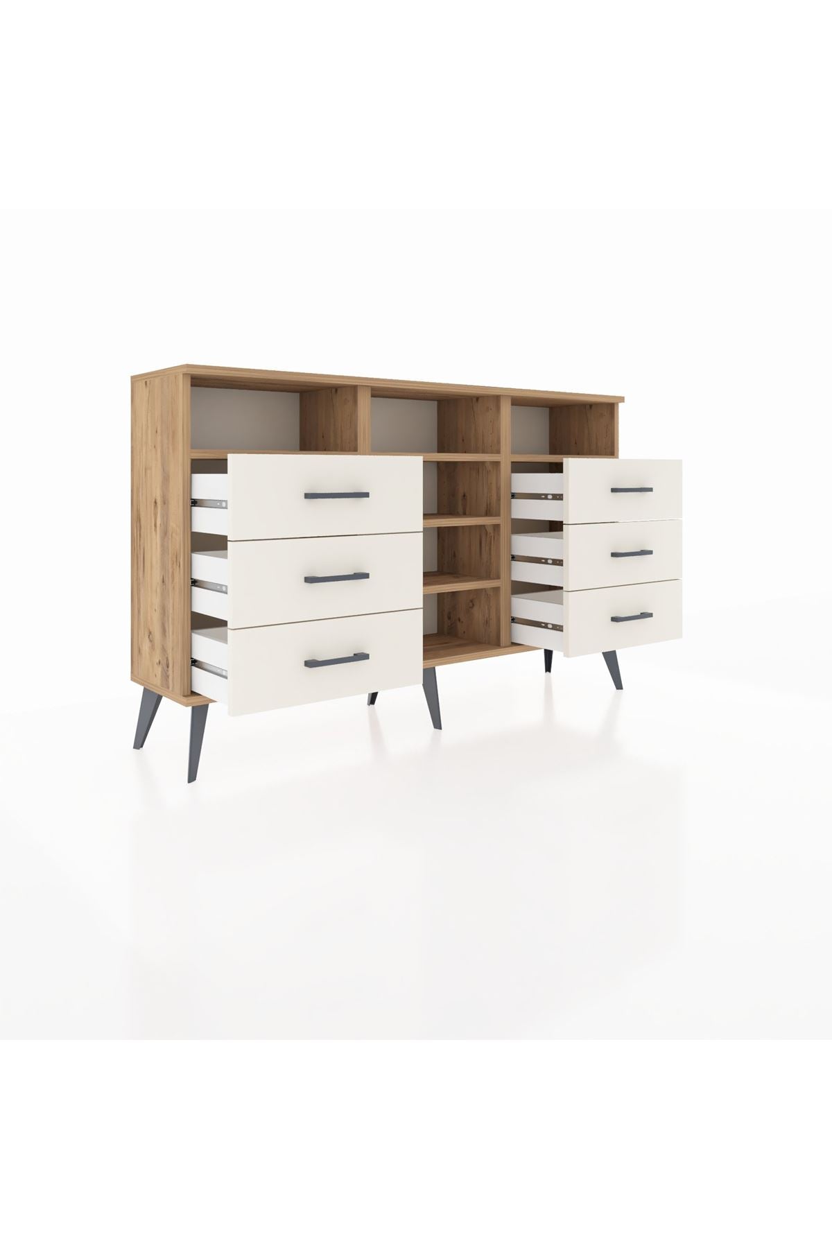 Arges Konsol 5 Raflı 6 Çekmeceli 132x30x83 - S144M015V19A