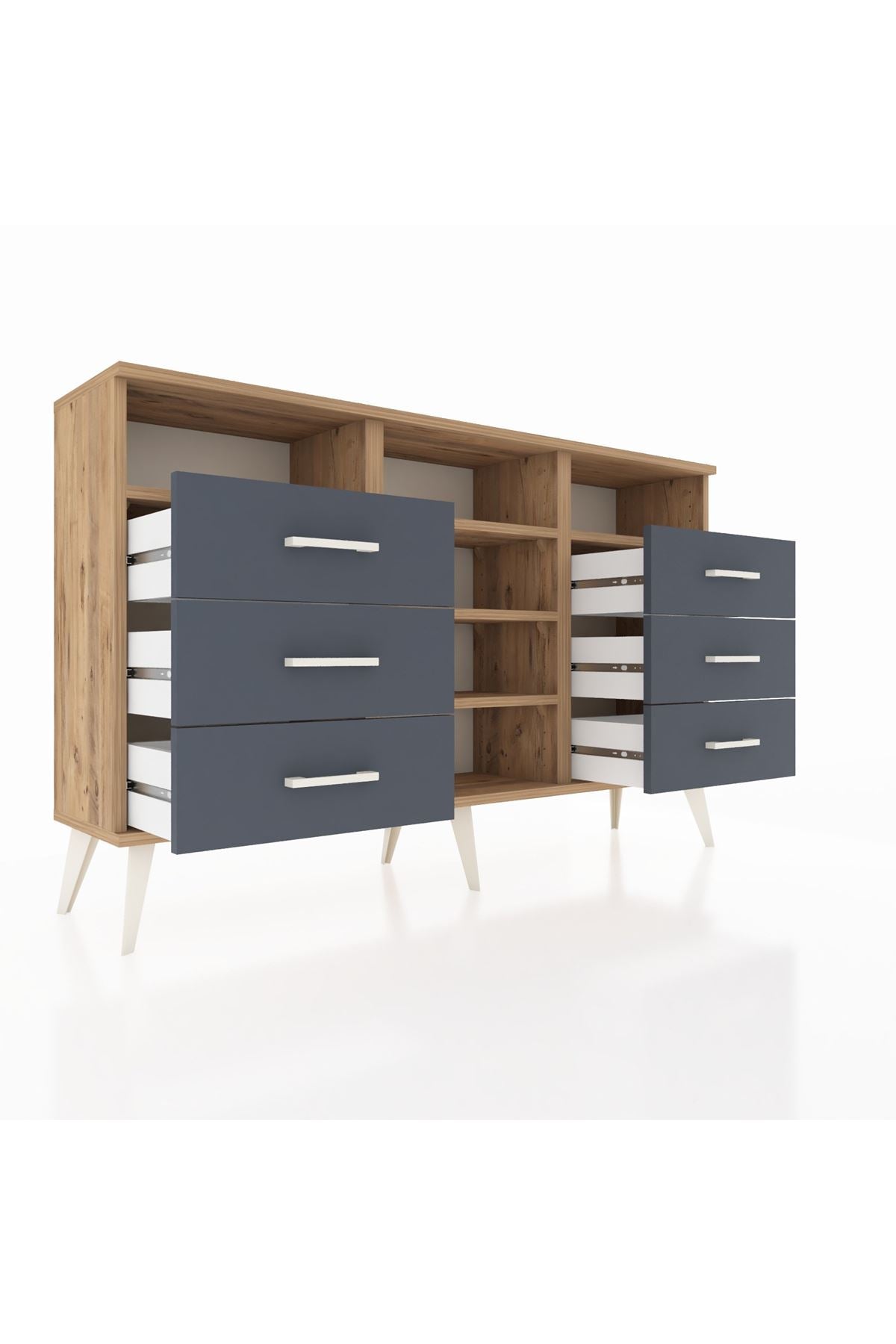 Arges Konsol 5 Raflı 6 Çekmeceli 132x30x83 - S144M015V20A