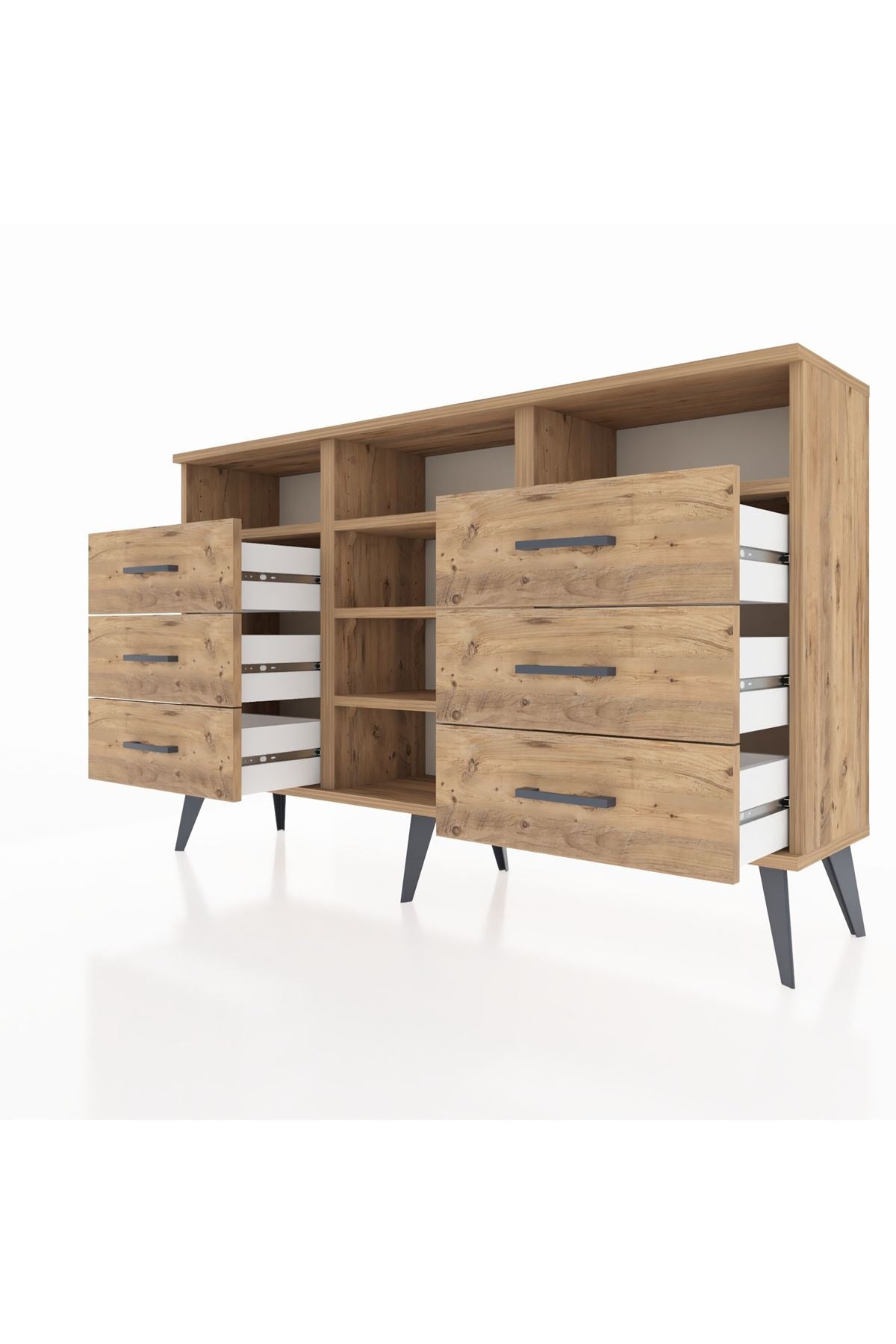 Arges Konsol 5 Raflı 6 Çekmeceli 132x30x83 - S144M015V21A