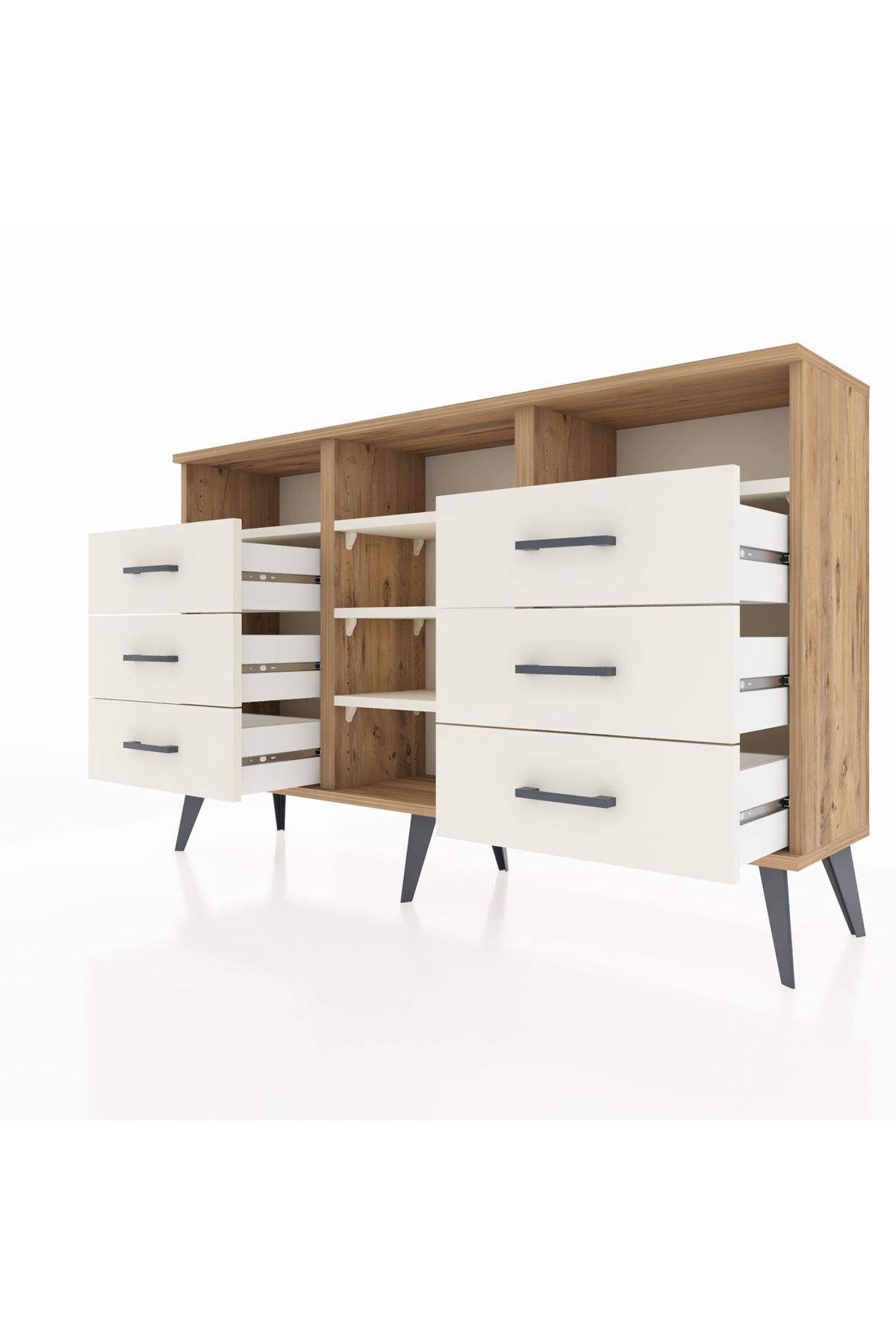Arges Konsol 5 Raflı 6 Çekmeceli 132x30x83 - S144M015V22A