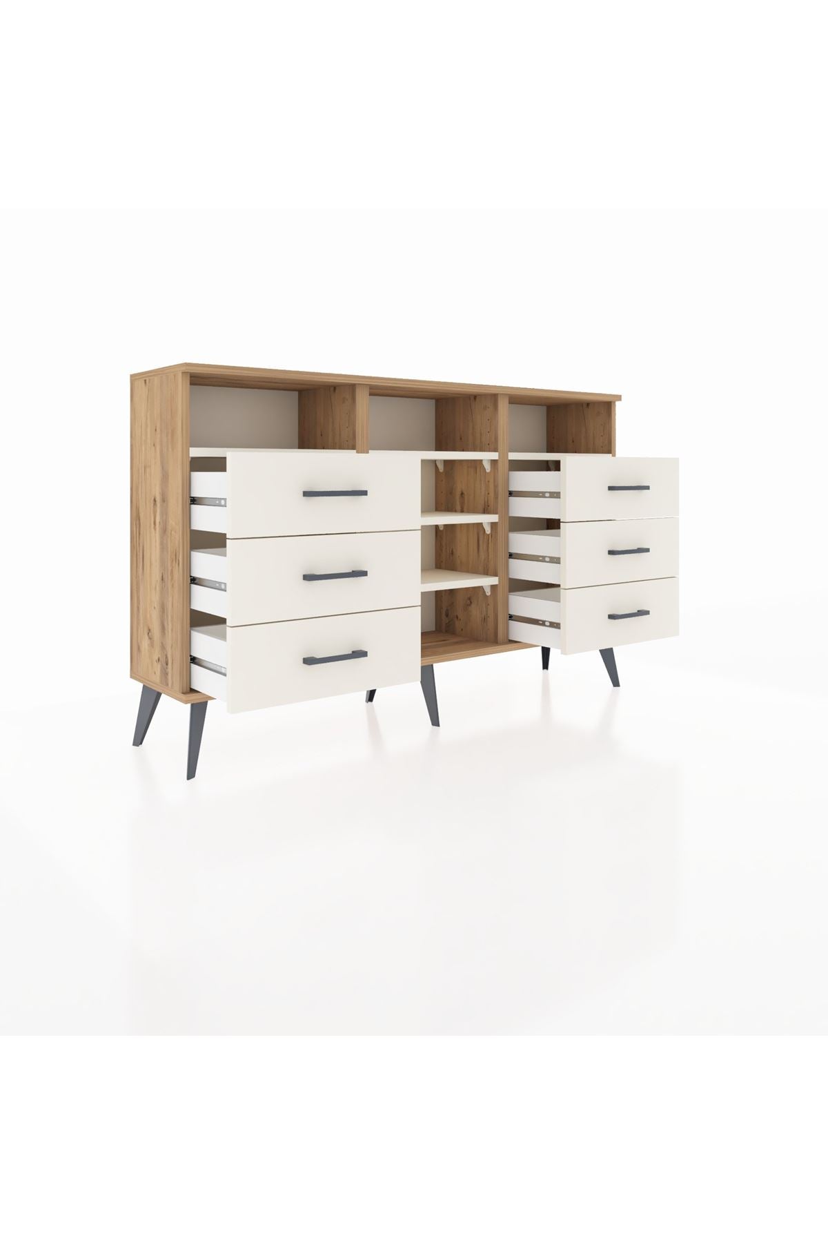 Arges Konsol 5 Raflı 6 Çekmeceli 132x30x83 - S144M015V22A