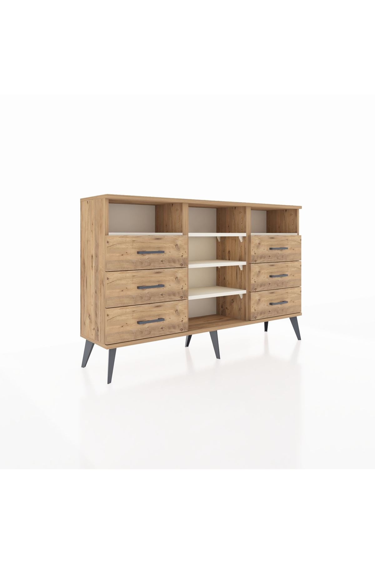 Arges Konsol 5 Raflı 6 Çekmeceli 132x30x83 - S144M015V24A