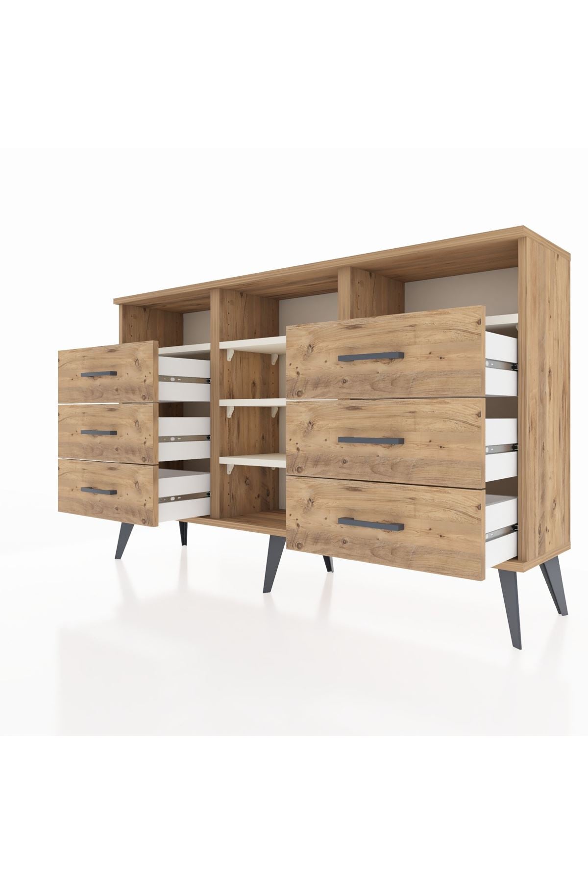 Arges Konsol 5 Raflı 6 Çekmeceli 132x30x83 - S144M015V24A