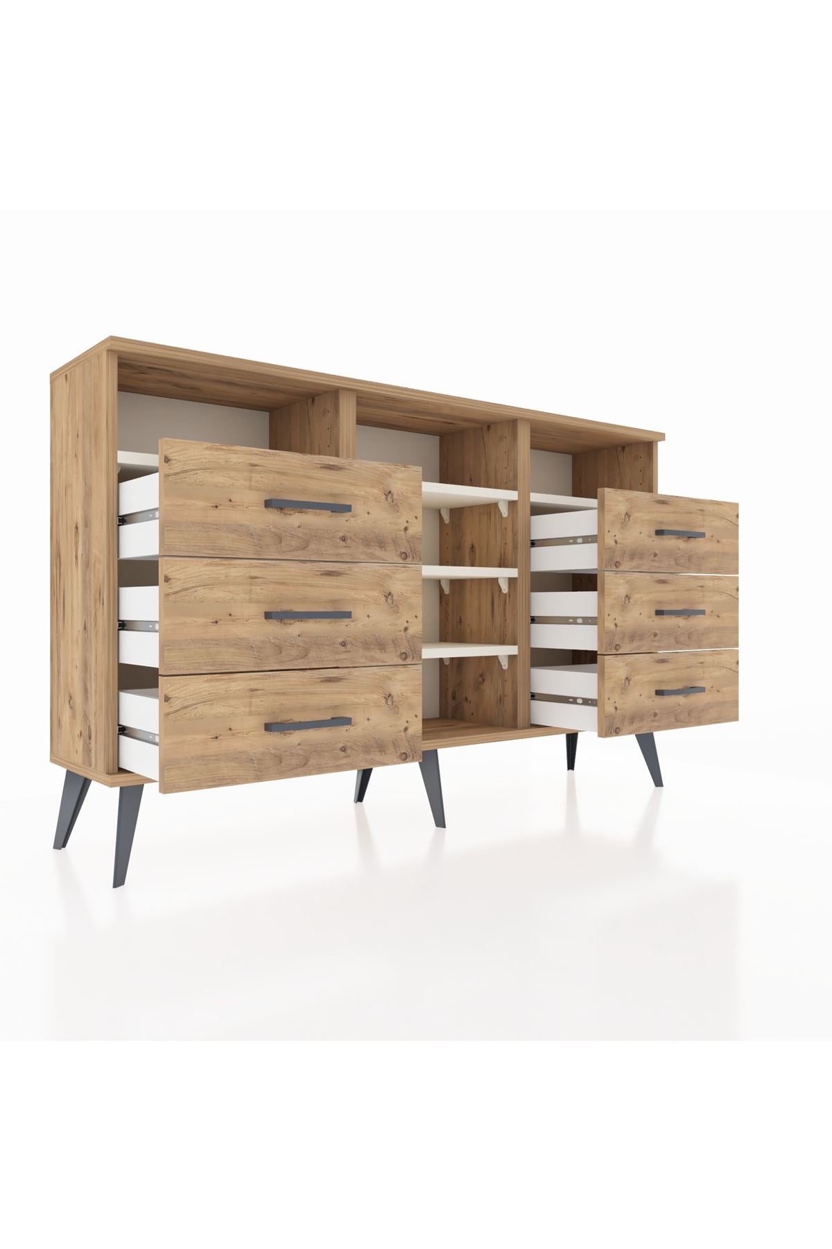 Arges Konsol 5 Raflı 6 Çekmeceli 132x30x83 - S144M015V24A