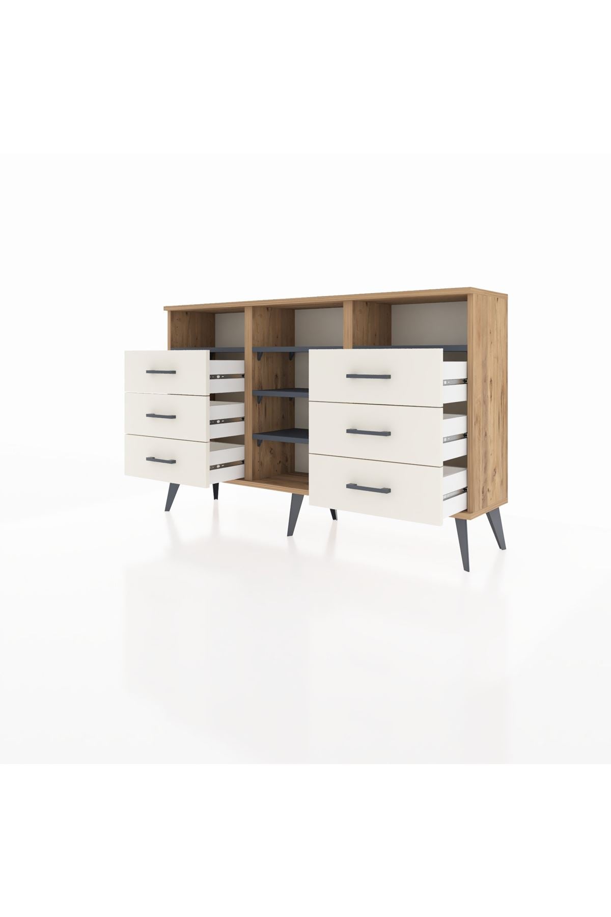 Arges Konsol 5 Raflı 6 Çekmeceli 132x30x83 - S144M015V25A
