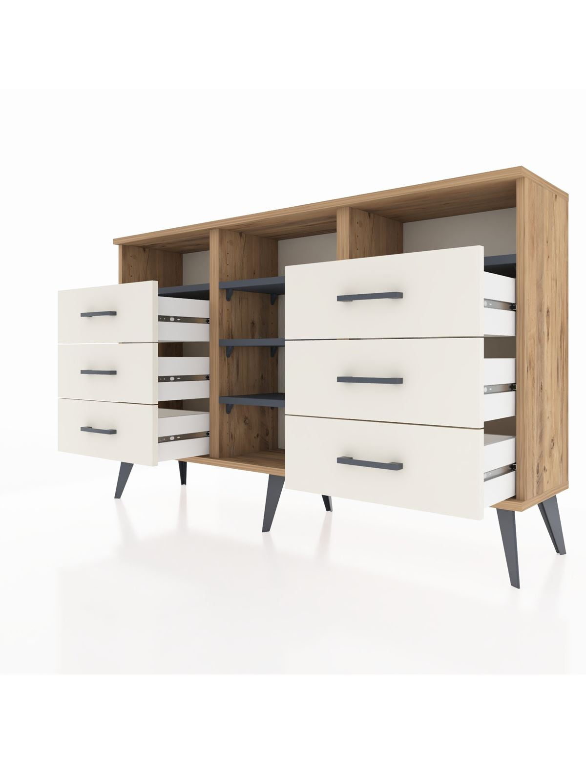 Arges Konsol 5 Raflı 6 Çekmeceli 132x30x83 - S144M015V25A