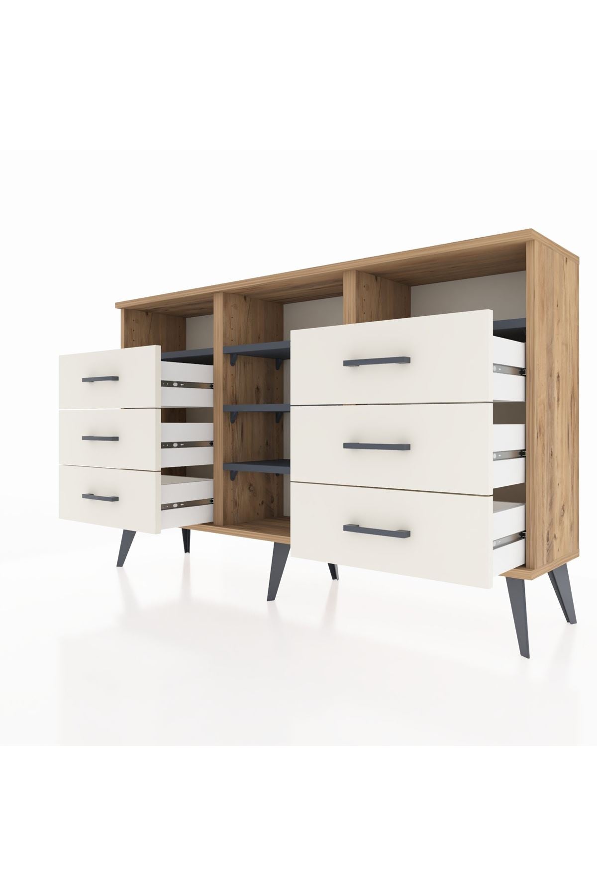 Arges Konsol 5 Raflı 6 Çekmeceli 132x30x83 - S144M015V25A