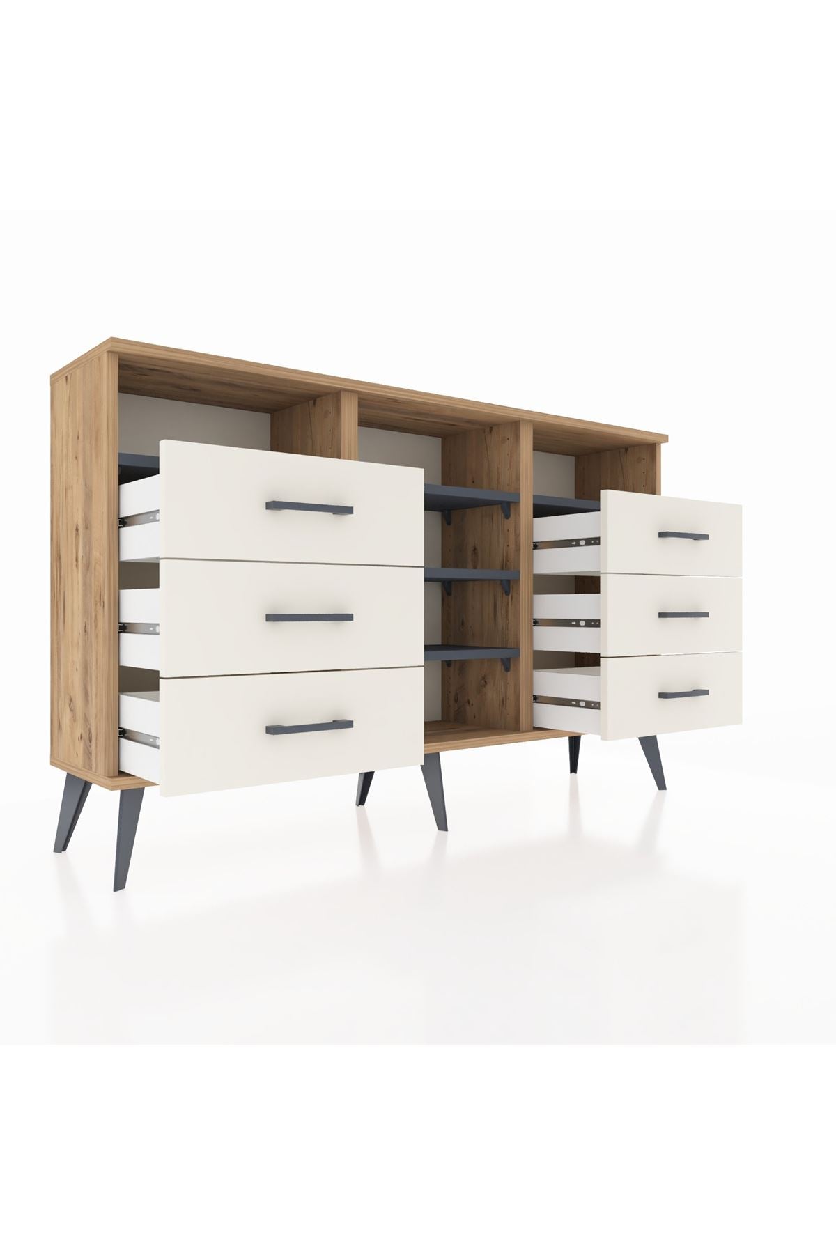 Arges Konsol 5 Raflı 6 Çekmeceli 132x30x83 - S144M015V25A