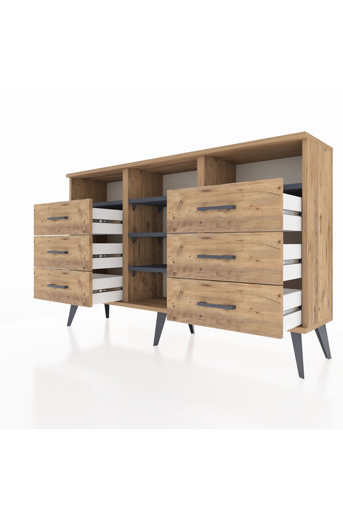 Arges Konsol 5 Raflı 6 Çekmeceli 132x30x83 - S144M015V27A
