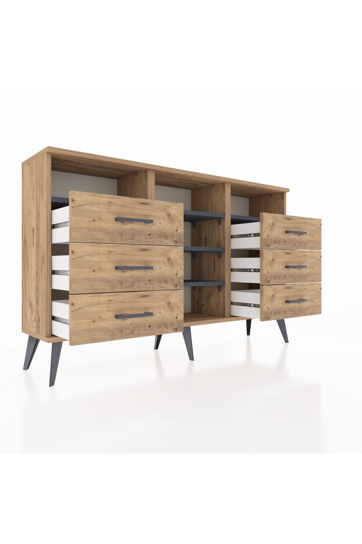 Arges Konsol 5 Raflı 6 Çekmeceli 132x30x83 - S144M015V27A