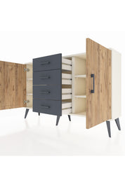 Arges Konsol 4 Raflı 4 Çekmeceli 2 Kapaklı 132x30x83 - S144M017V02A