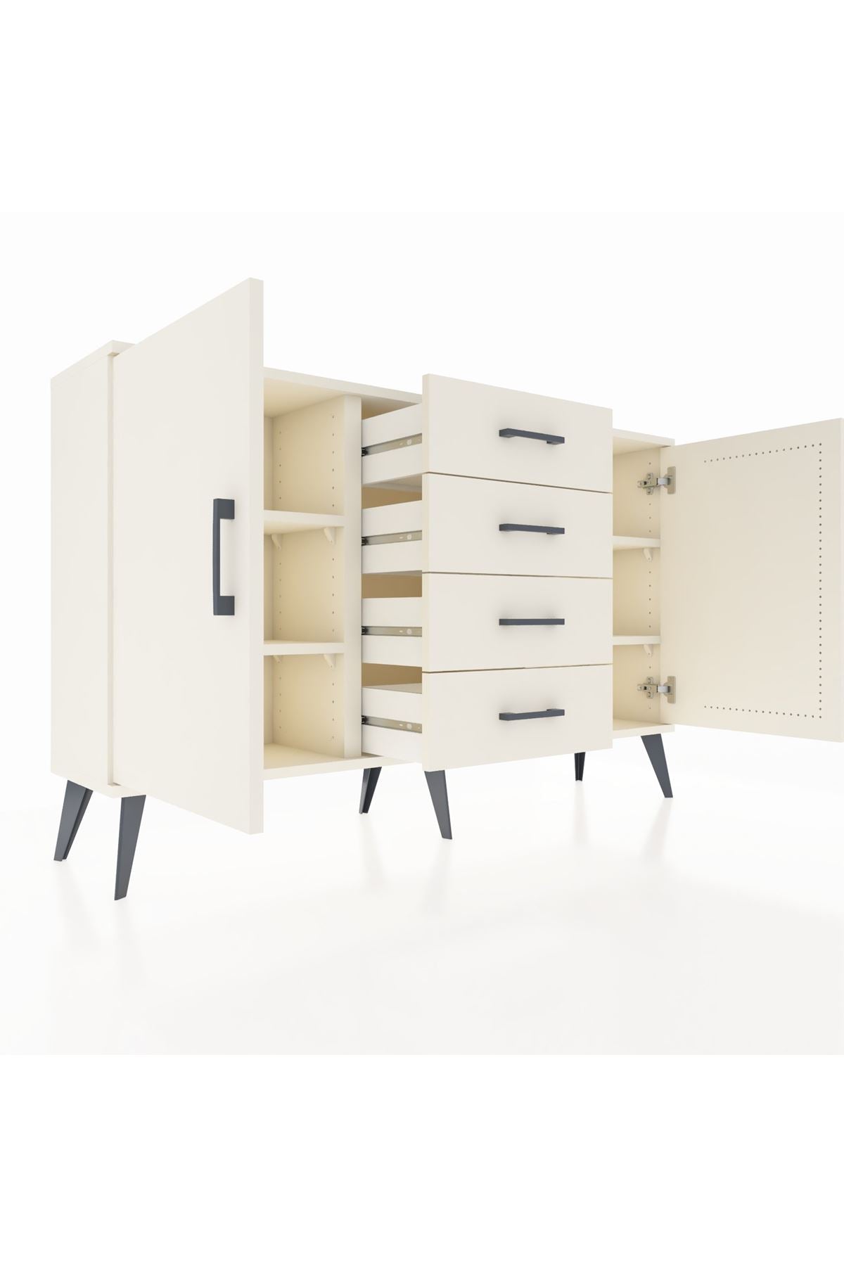 Arges Konsol 4 Raflı 4 Çekmeceli 2 Kapaklı 132x30x83 - S144M017V04A