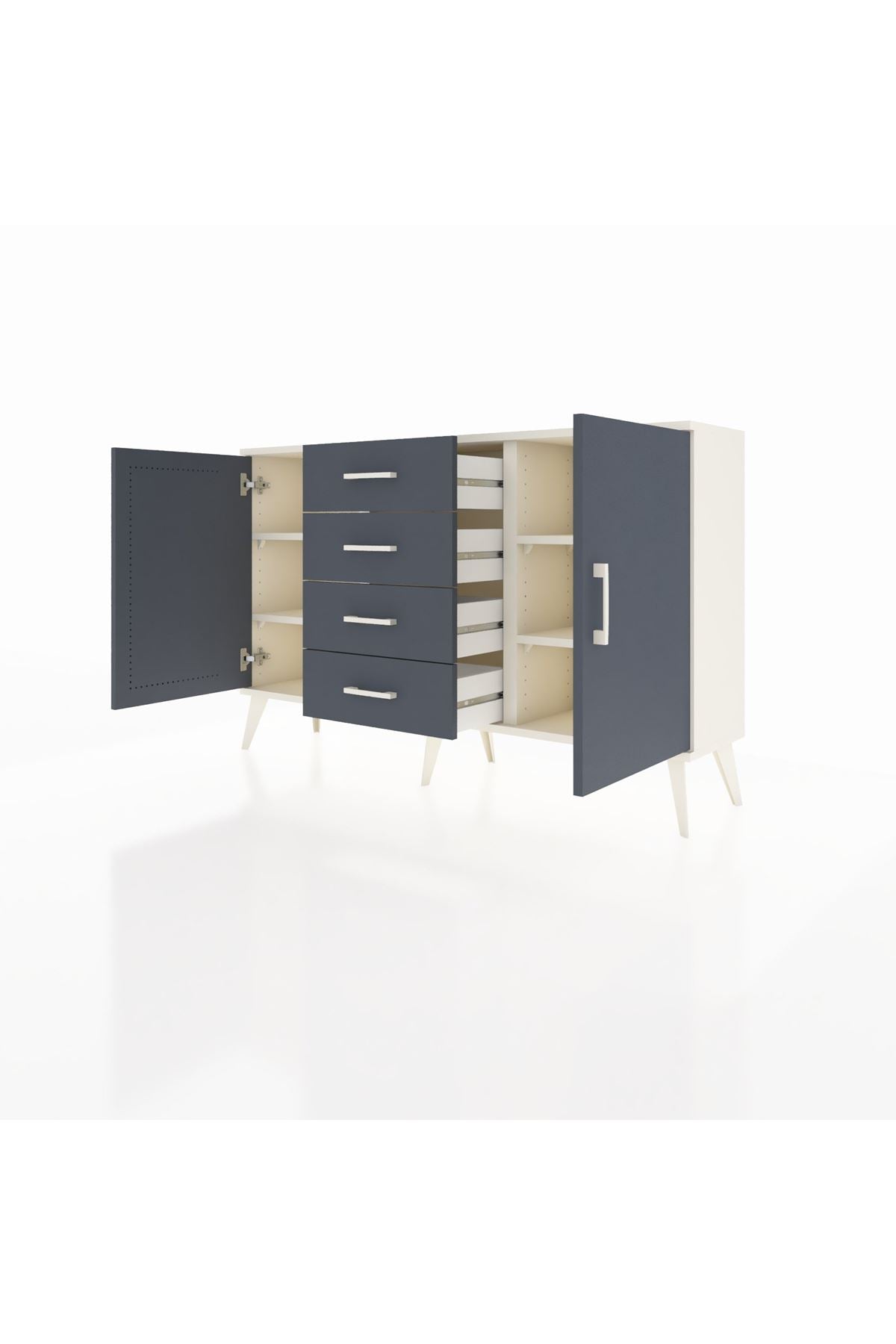 Arges Konsol 4 Raflı 4 Çekmeceli 2 Kapaklı 132x30x83 - S144M017V08A