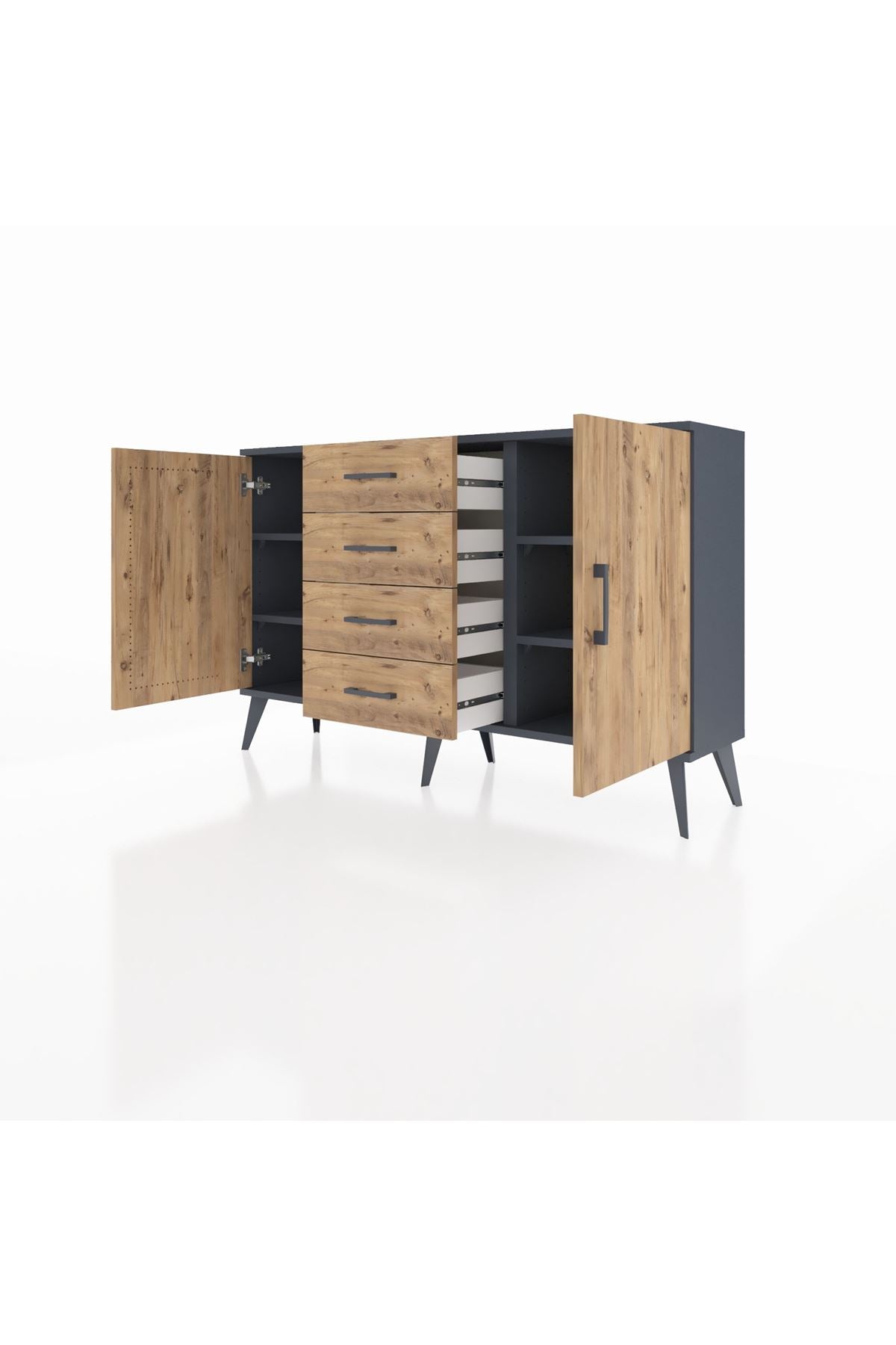 Arges Konsol 4 Raflı 4 Çekmeceli 2 Kapaklı 132x30x83 - S144M017V12A