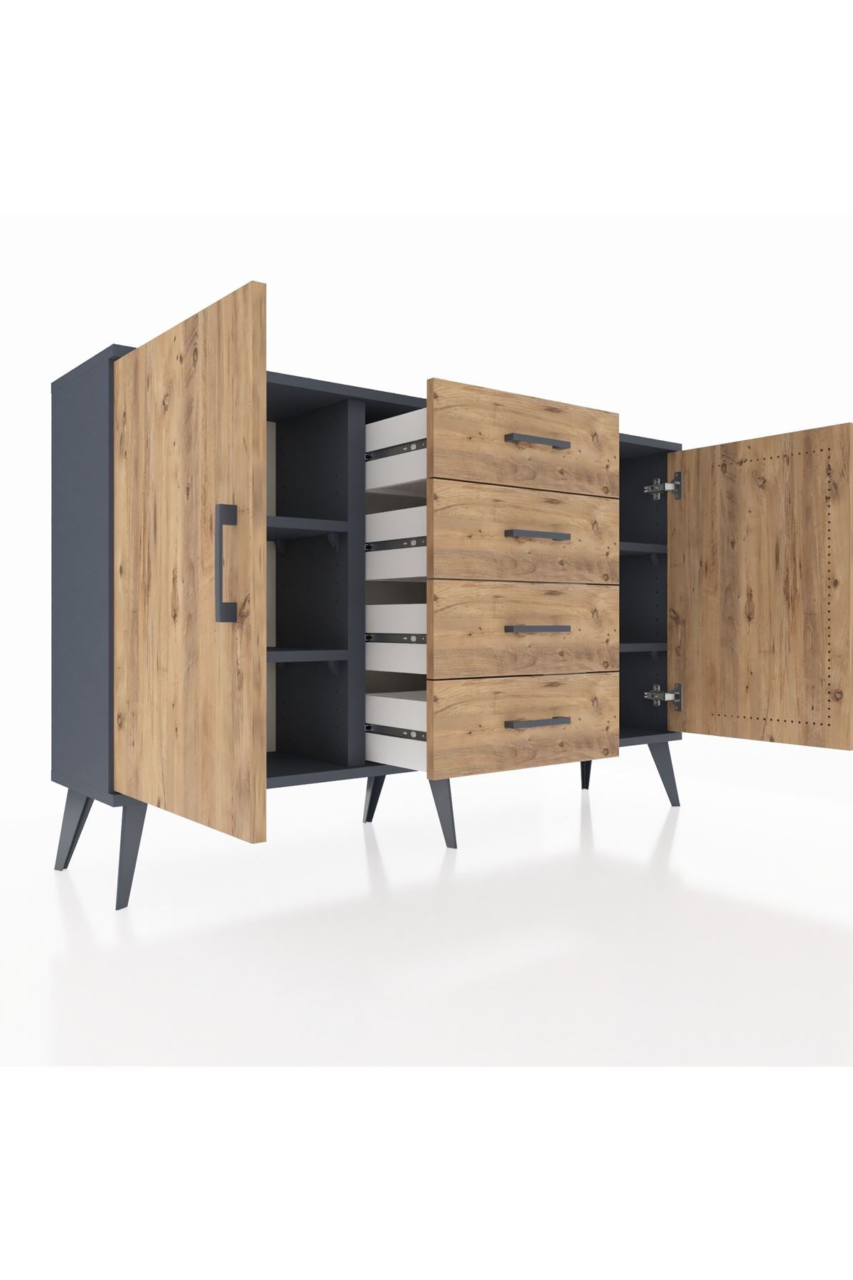 Arges Konsol 4 Raflı 4 Çekmeceli 2 Kapaklı 132x30x83 - S144M017V12A