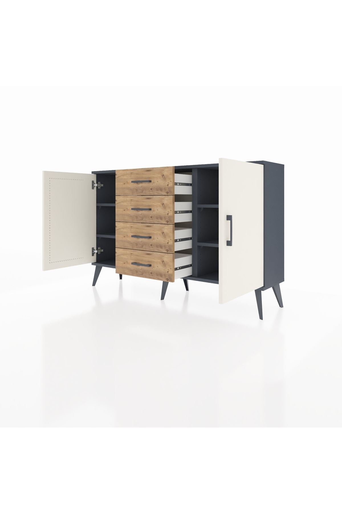 Arges Konsol 4 Raflı 4 Çekmeceli 2 Kapaklı 132x30x83 - S144M017V15A