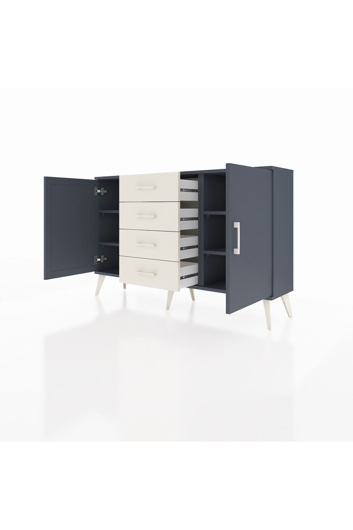 Arges Konsol 4 Raflı 4 Çekmeceli 2 Kapaklı 132x30x83 - S144M017V16A
