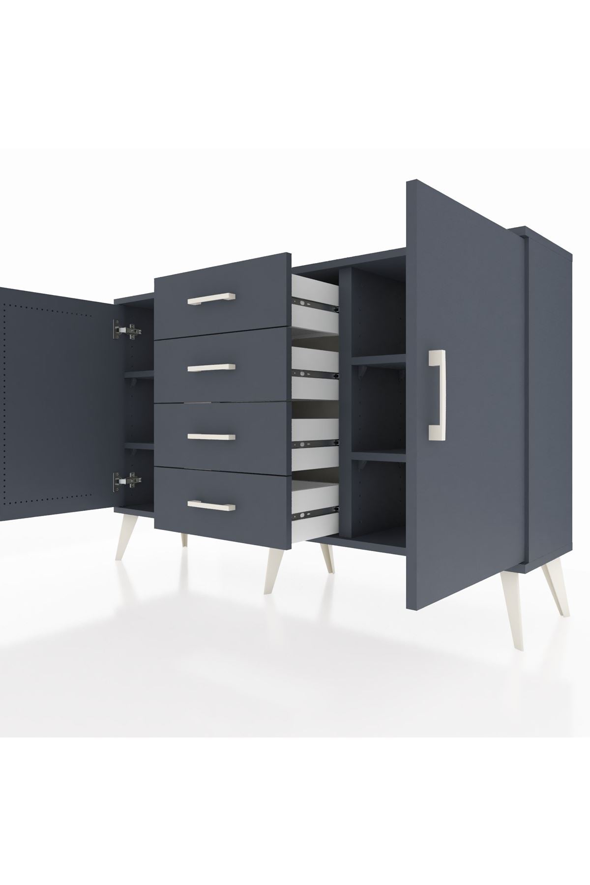 Arges Konsol 4 Raflı 4 Çekmeceli 2 Kapaklı 132x30x83 - S144M017V17A