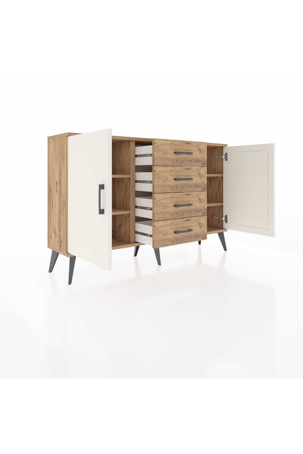 Arges Konsol 4 Raflı 4 Çekmeceli 2 Kapaklı 132x30x83 - S144M017V24A