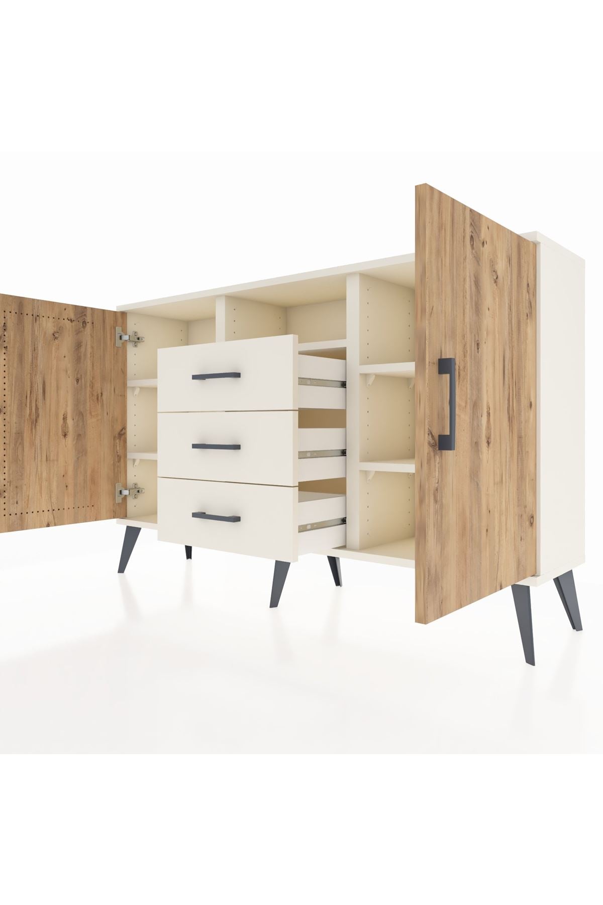 Arges Konsol 5 Raflı 3 Çekmeceli 2 Kapaklı 132x30x83 - S144M018V01A