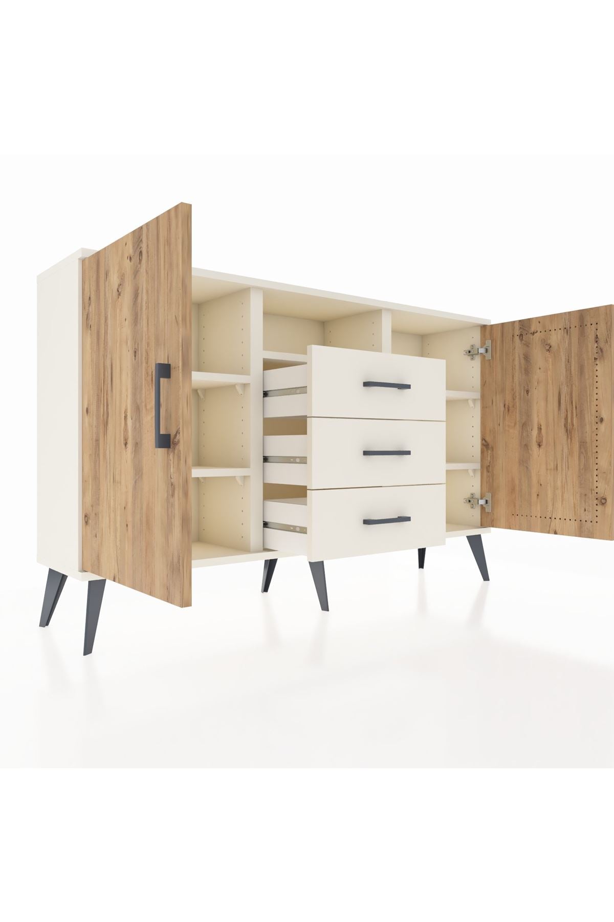 Arges Konsol 5 Raflı 3 Çekmeceli 2 Kapaklı 132x30x83 - S144M018V01A