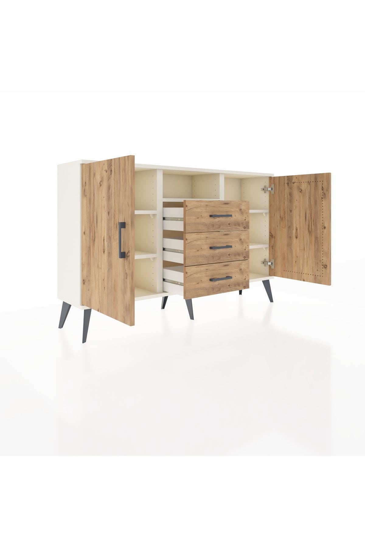 Arges Konsol 5 Raflı 3 Çekmeceli 2 Kapaklı 132x30x83 - S144M018V03A