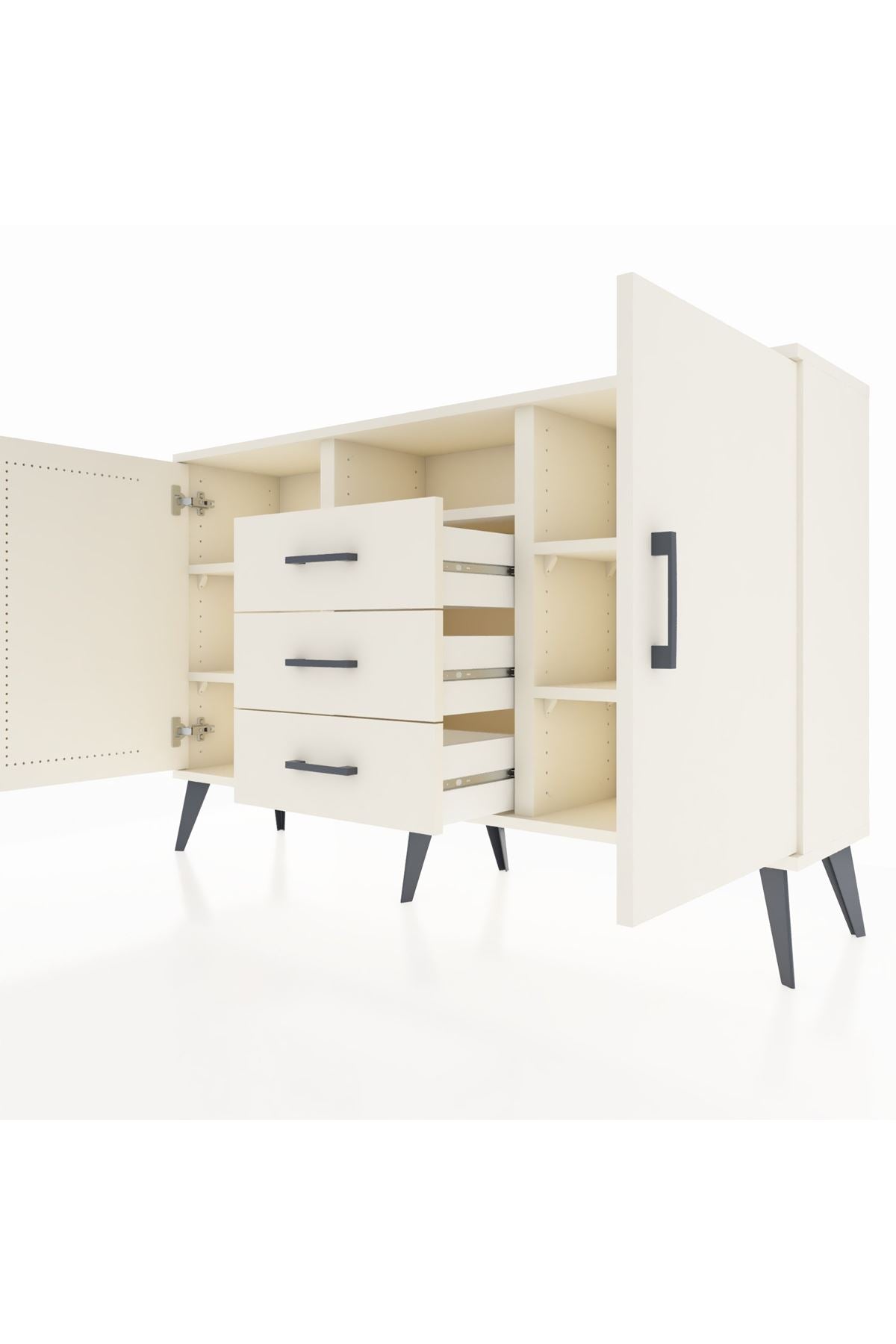 Arges Konsol 5 Raflı 3 Çekmeceli 2 Kapaklı 132x30x83 - S144M018V04A