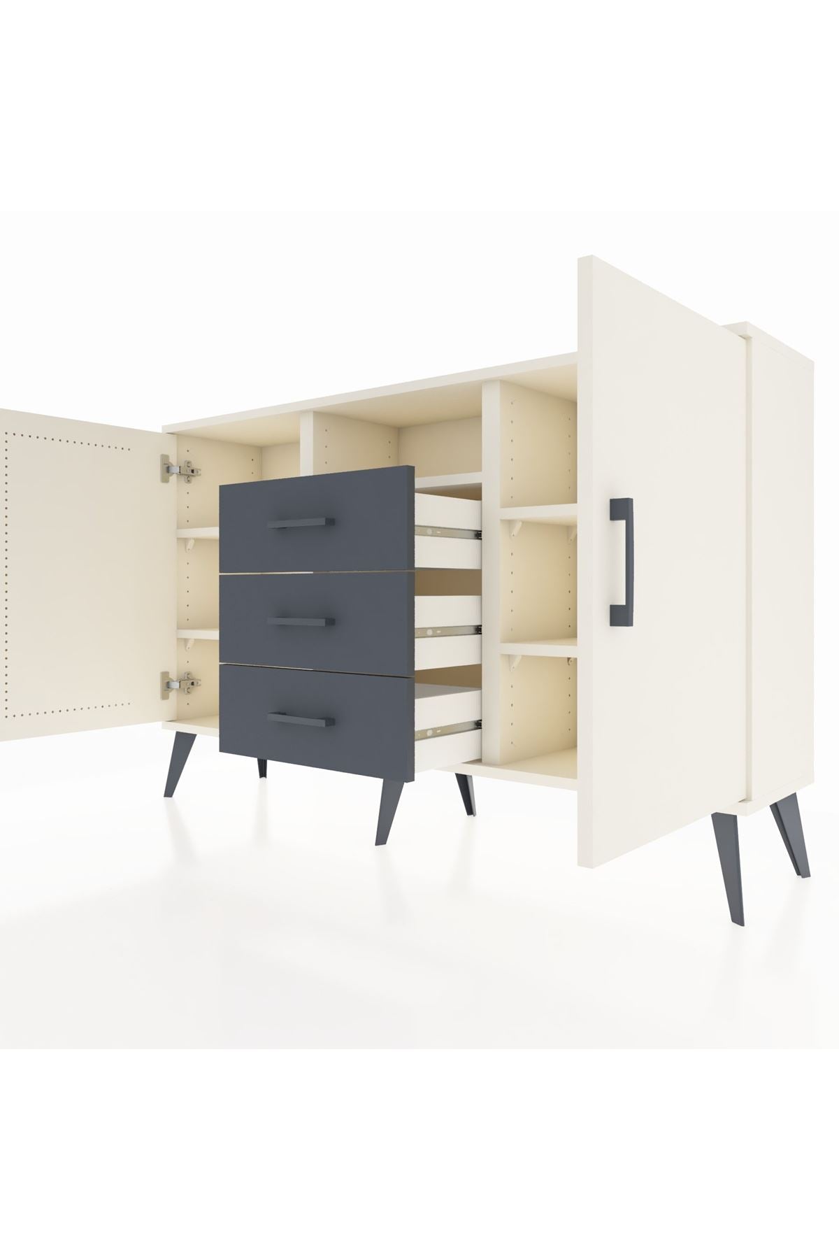 Arges Konsol 5 Raflı 3 Çekmeceli 2 Kapaklı 132x30x83 - S144M018V05A