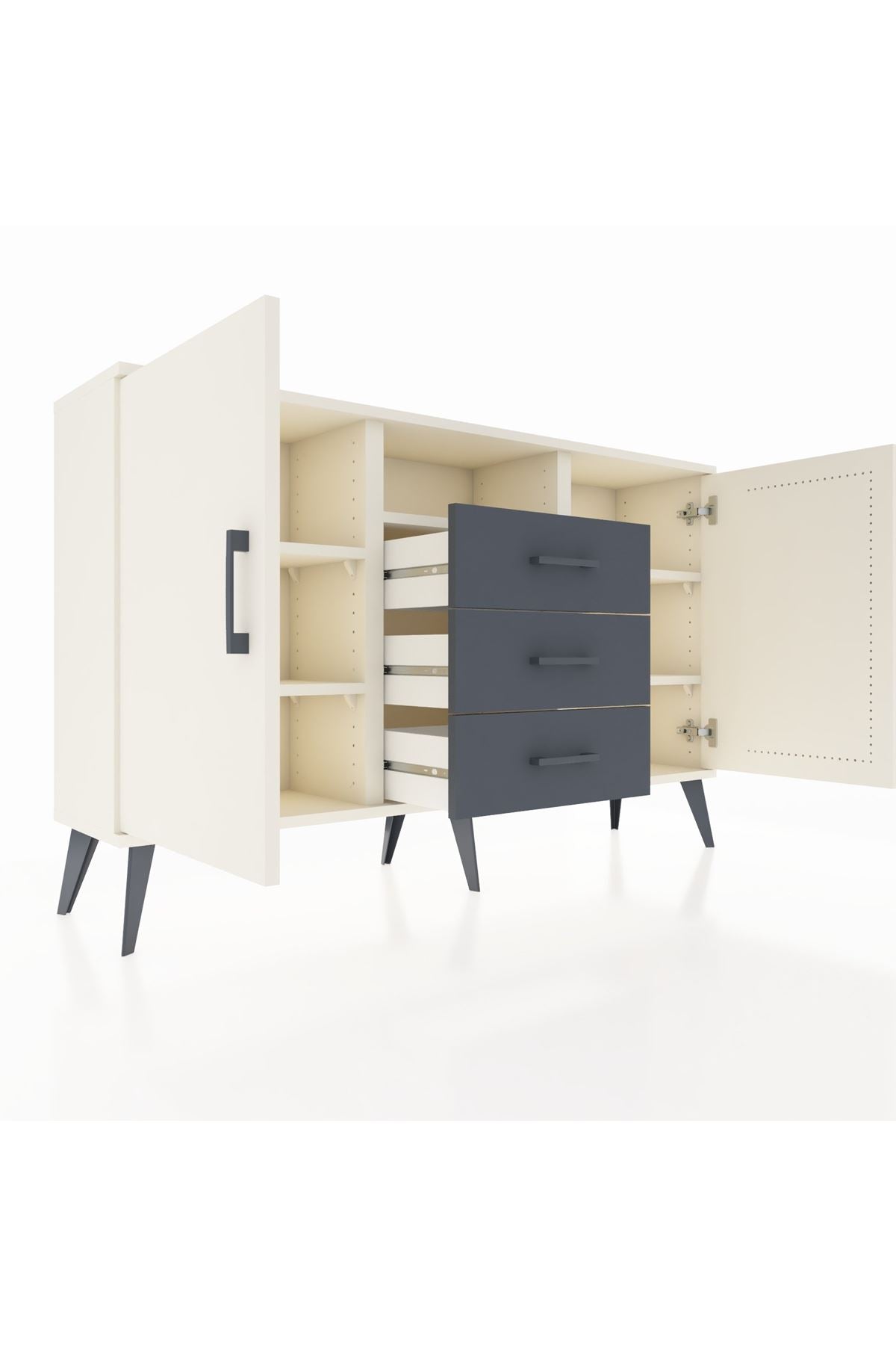 Arges Konsol 5 Raflı 3 Çekmeceli 2 Kapaklı 132x30x83 - S144M018V05A