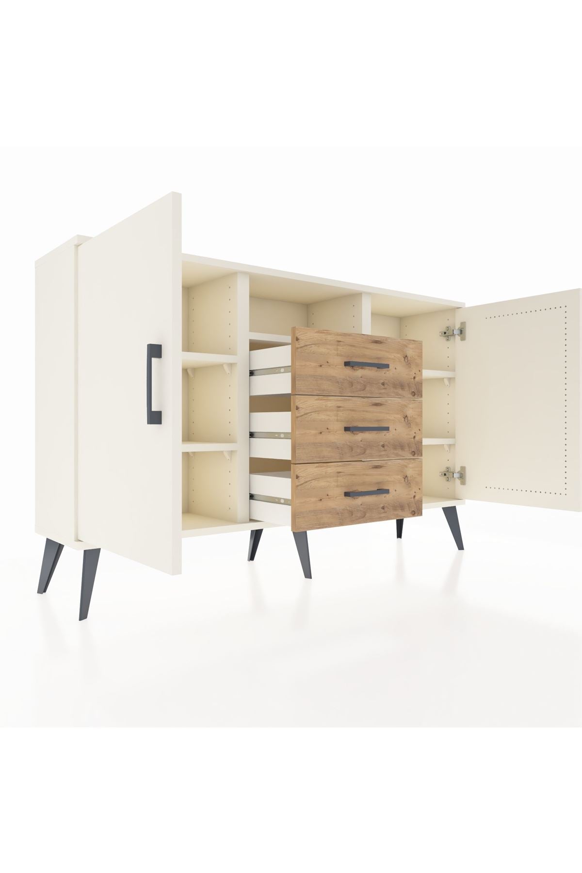 Arges Konsol 5 Raflı 3 Çekmeceli 2 Kapaklı 132x30x83 - S144M018V06A