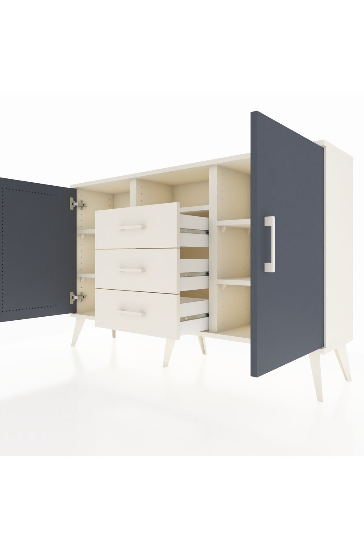 Arges Konsol 5 Raflı 3 Çekmeceli 2 Kapaklı 132x30x83 - S144M018V07A